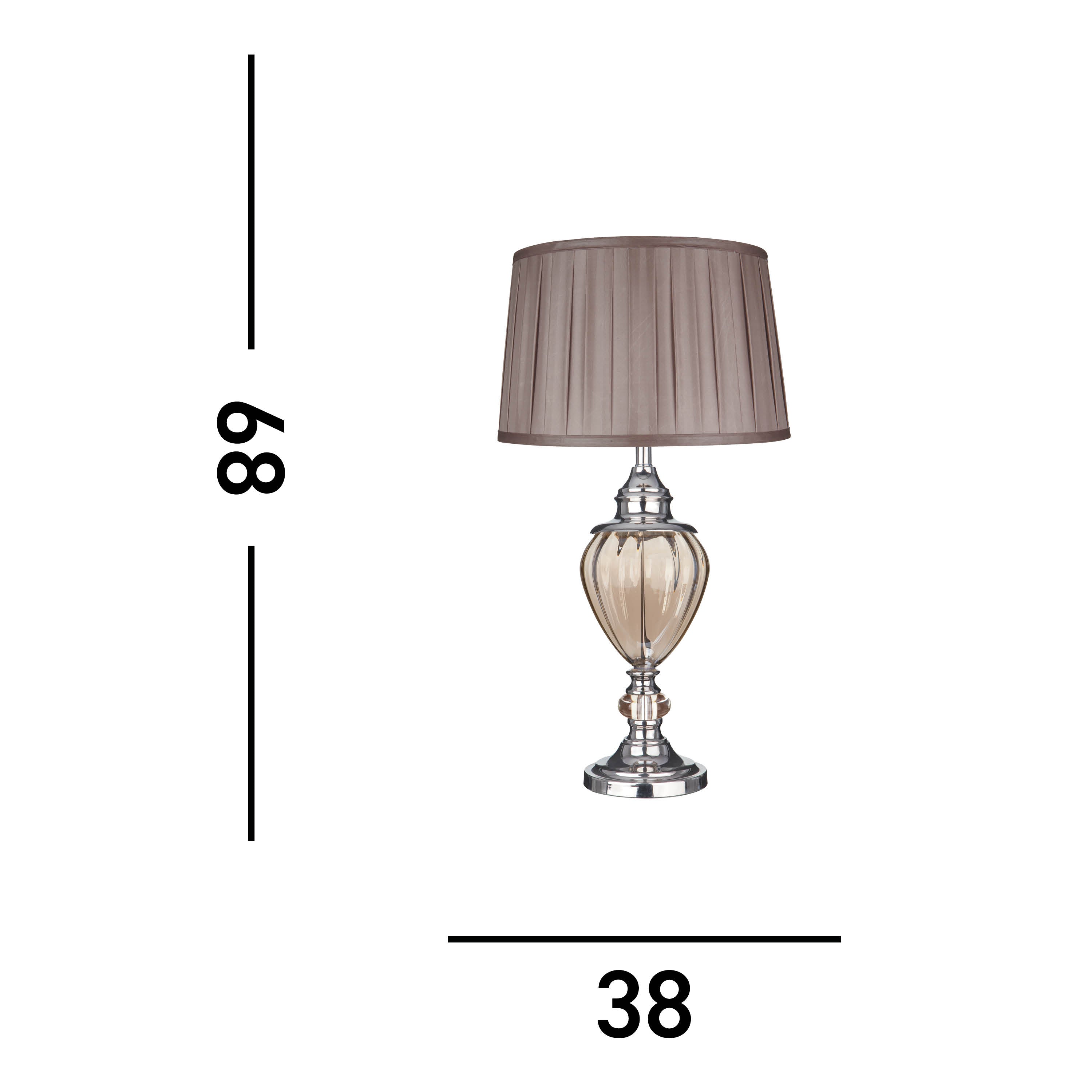 Searchlight Gill Table Lamp Amber Glass - Brown Pleated Tapered Shade
