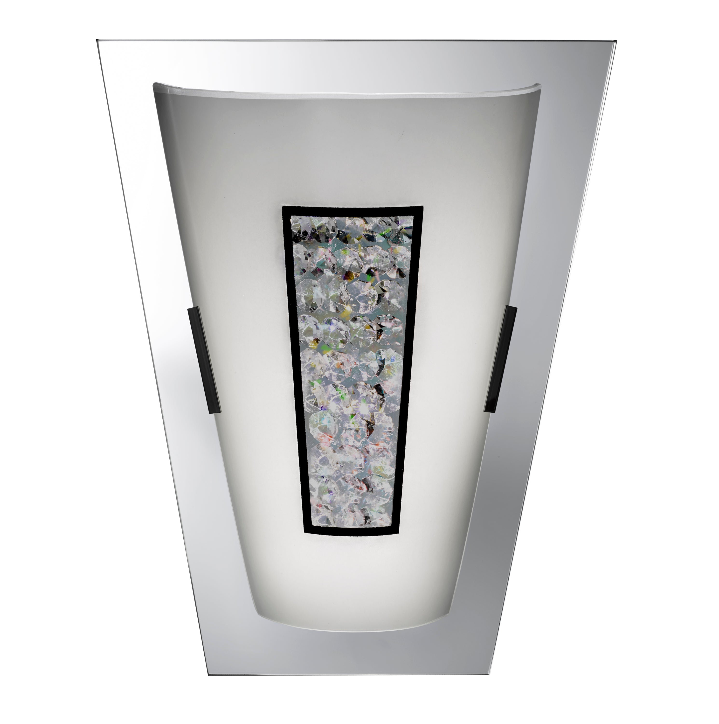 Searchlight Pim 16 LED IP44 Wall Light -  Chrome & Crystal Inner With White Glass Shade
