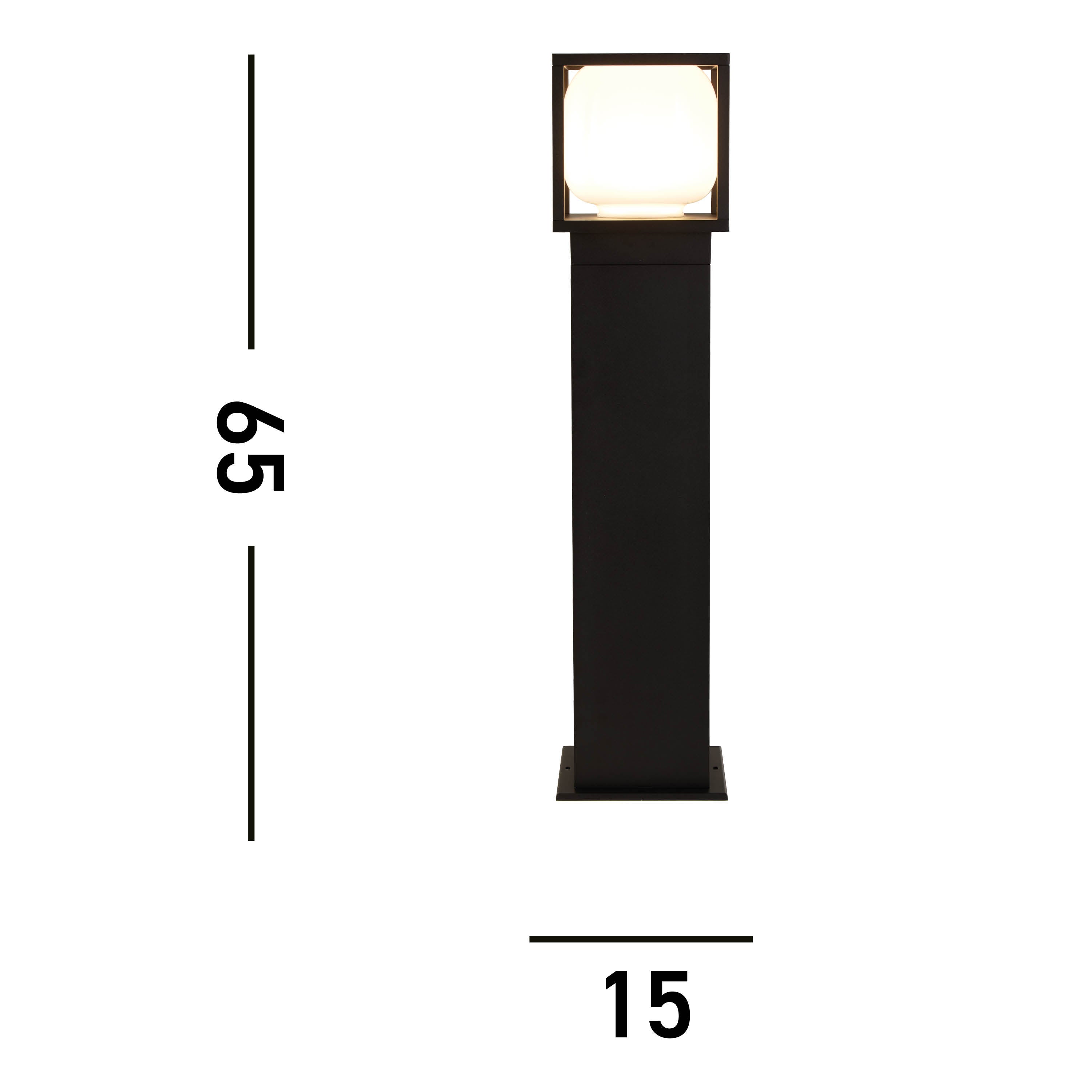 Searchlight Athol Outdoor Post - Black & Opal Glass