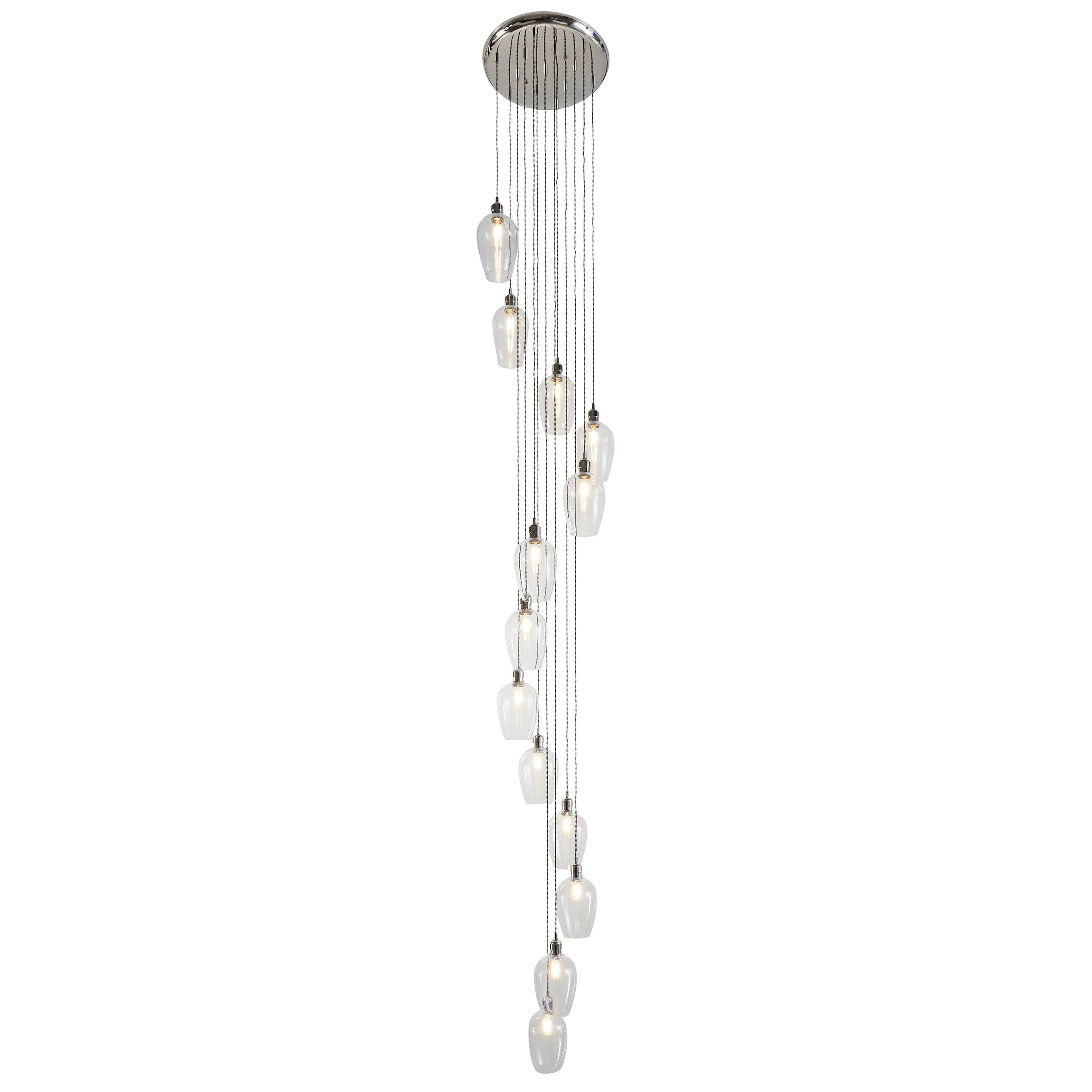 Utopia Finesse 13 Light Cascade Ceiling Pendant - Bright Nickel & Clear Glass