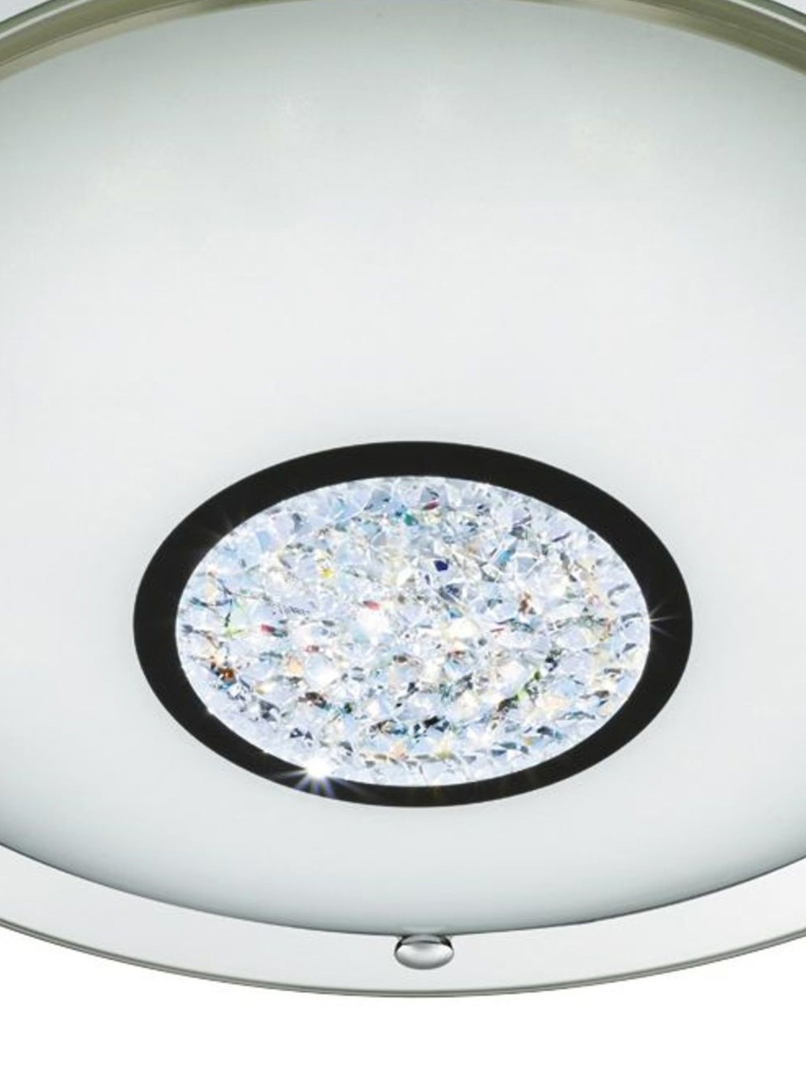 Searchlight Chrome 24 LED Flush Light With White Glass Shade & Crystal Inner Decoration IP44