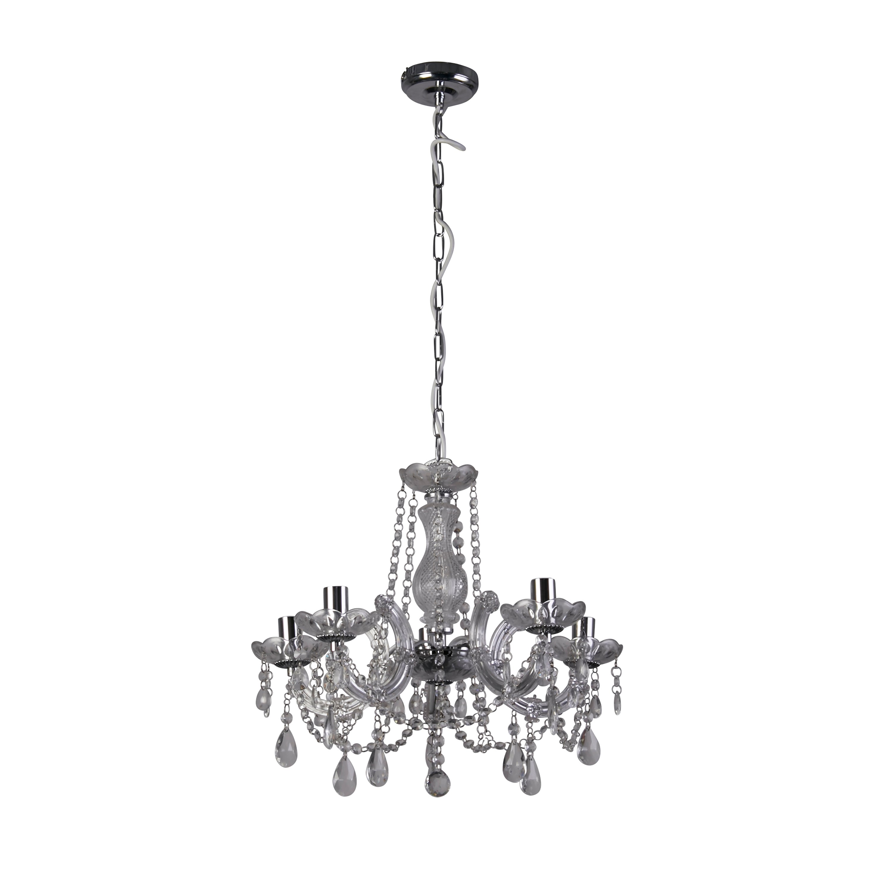 Searchlight Maple 5 Light Chandelier - Chrome & Clear Acrylic
