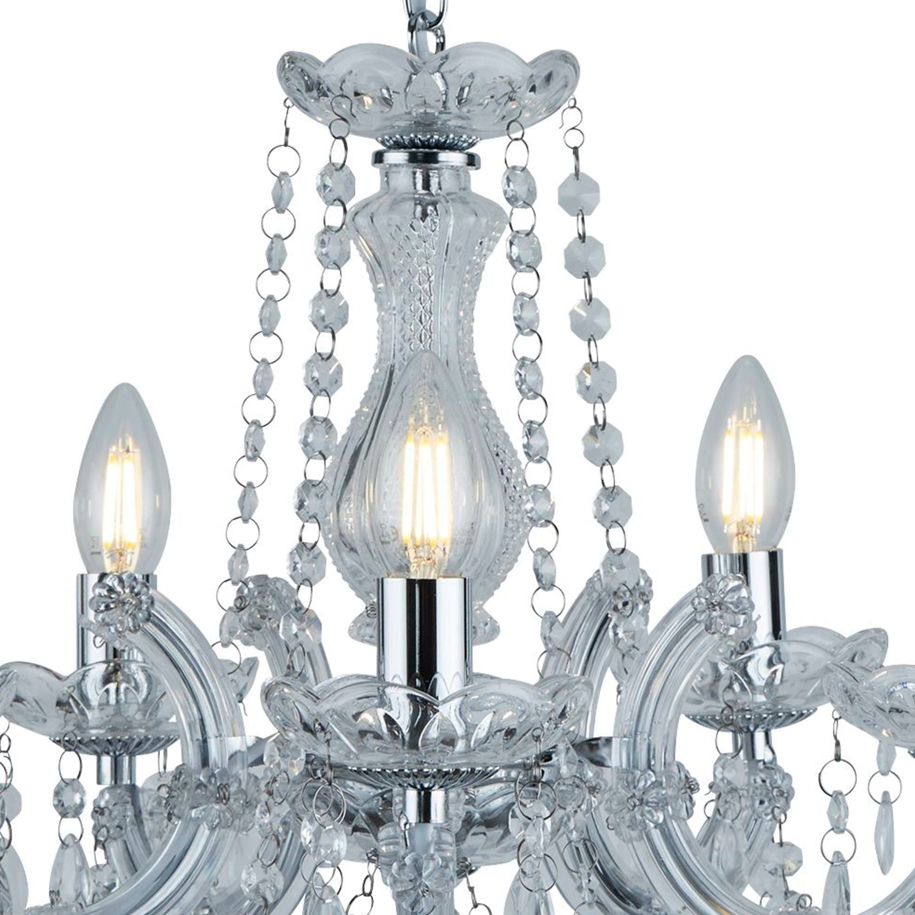 Searchlight Maple 5 Light Chandelier - Chrome & Clear Acrylic