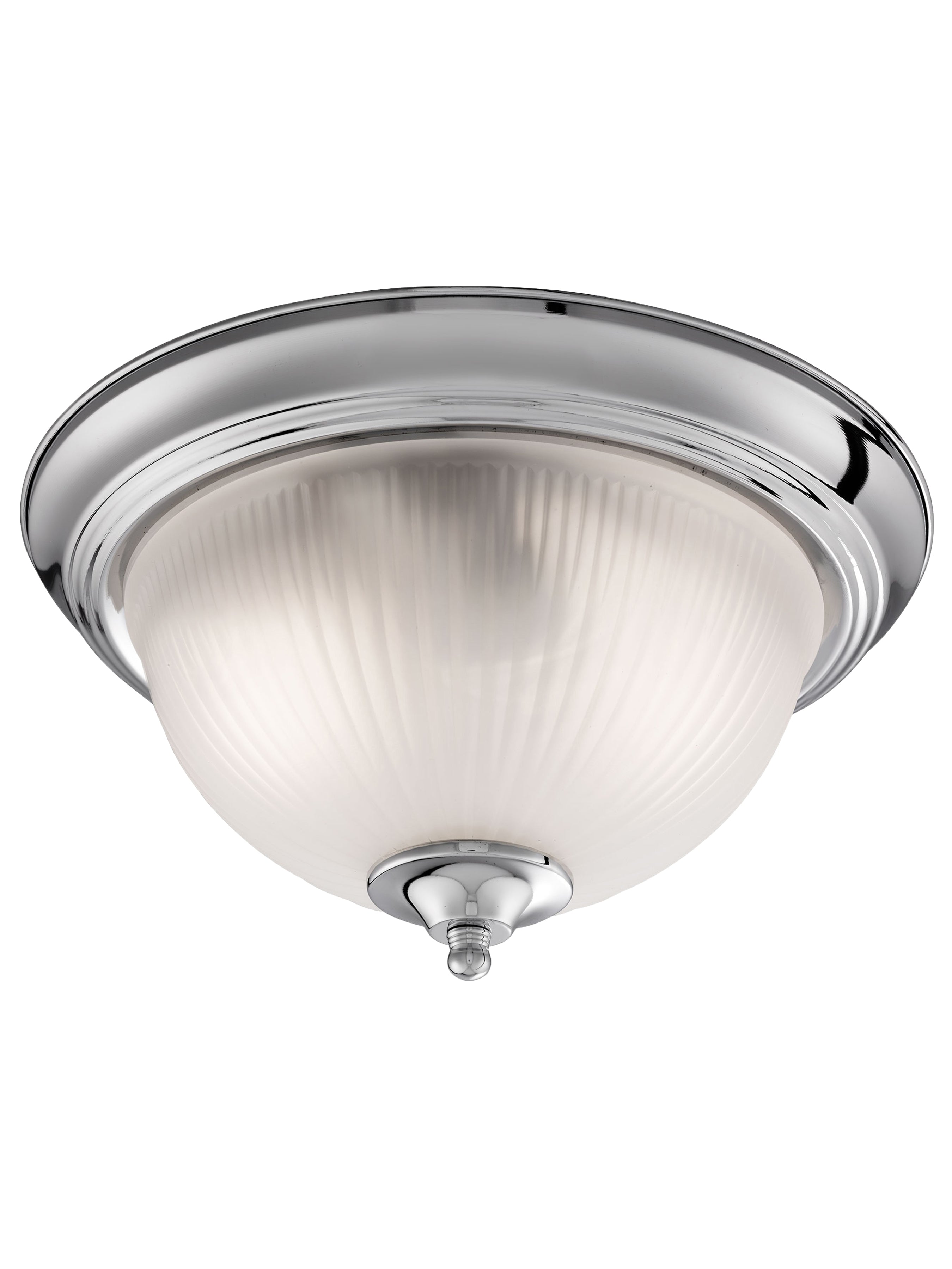 Searchlight Aintree IP44 Chrome Flush Fitting With Acid Ribbed Glass