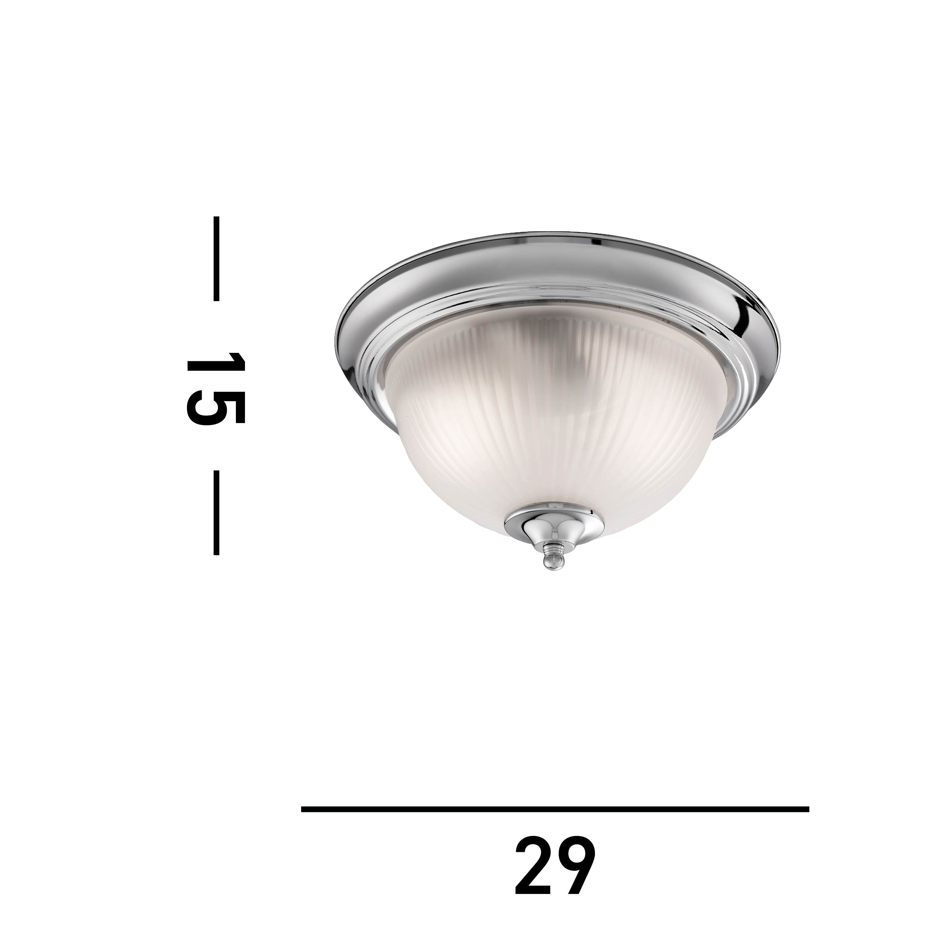 Searchlight Aintree IP44 Chrome Flush Fitting With Acid Ribbed Glass