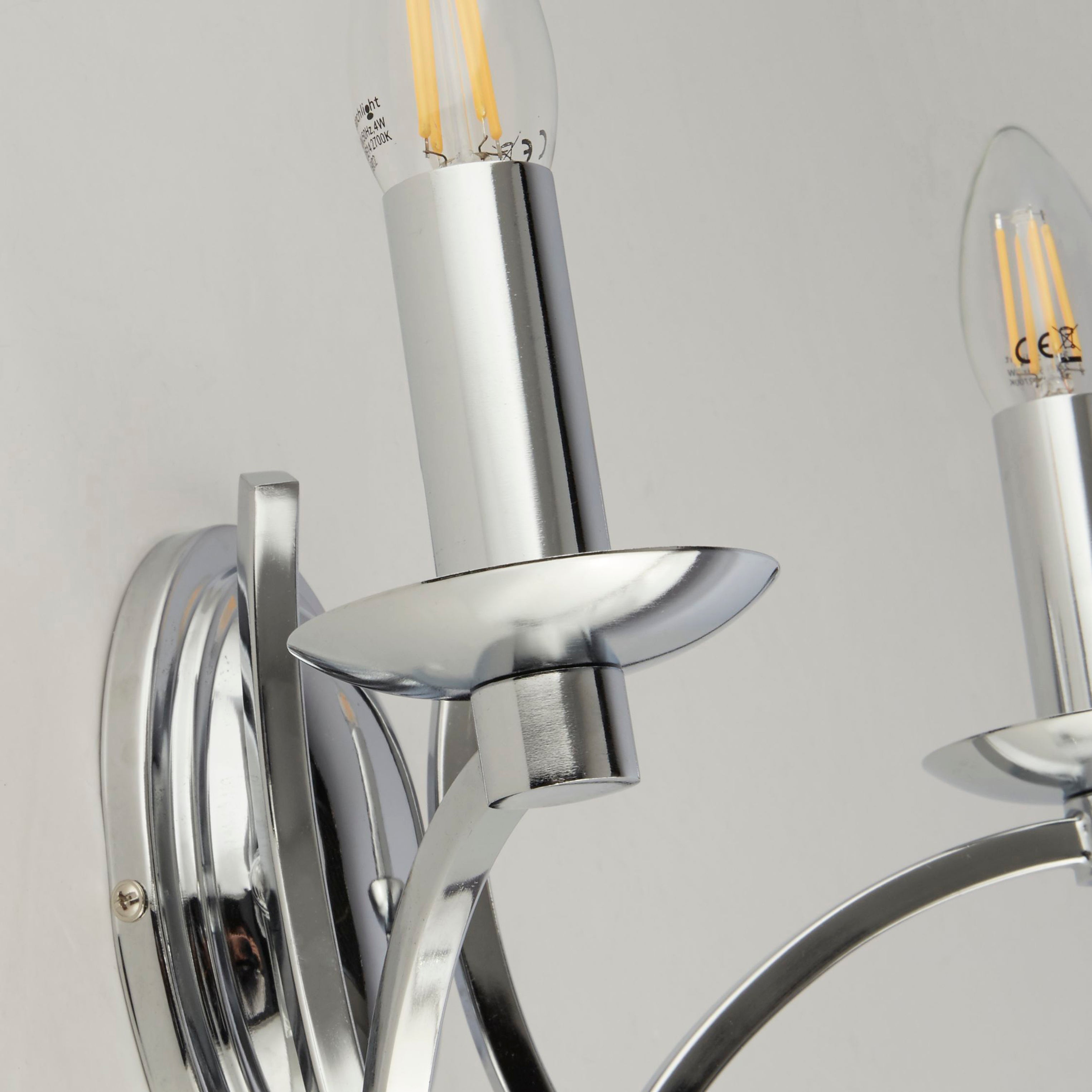 Searchlight Arley 2 Light Wall Light - Chrome