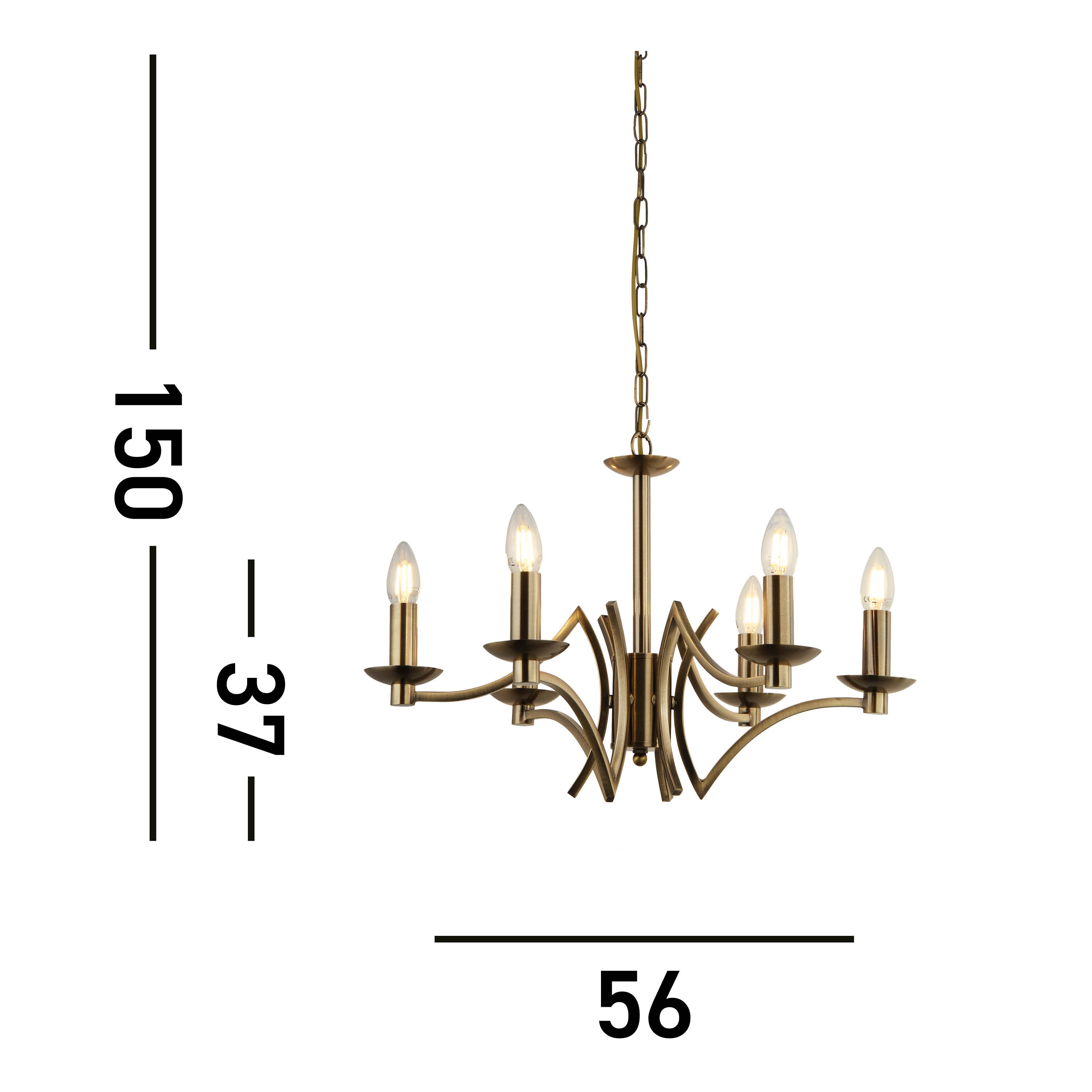 Searchlight Arley 6 Light Ceiling Pendant - Antique Brass