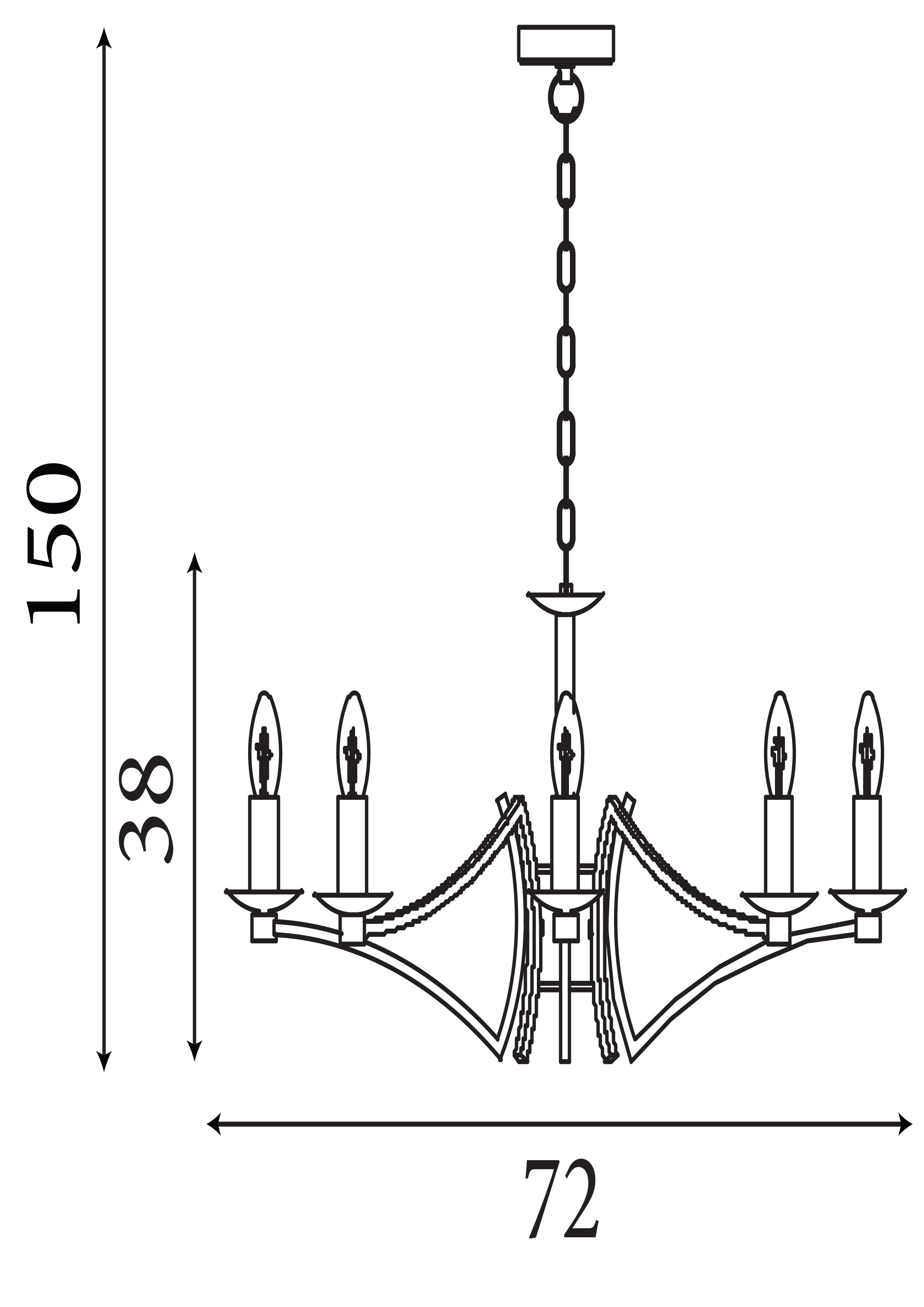 Searchlight Arley 8 Light Ceiling Pendant - Chrome