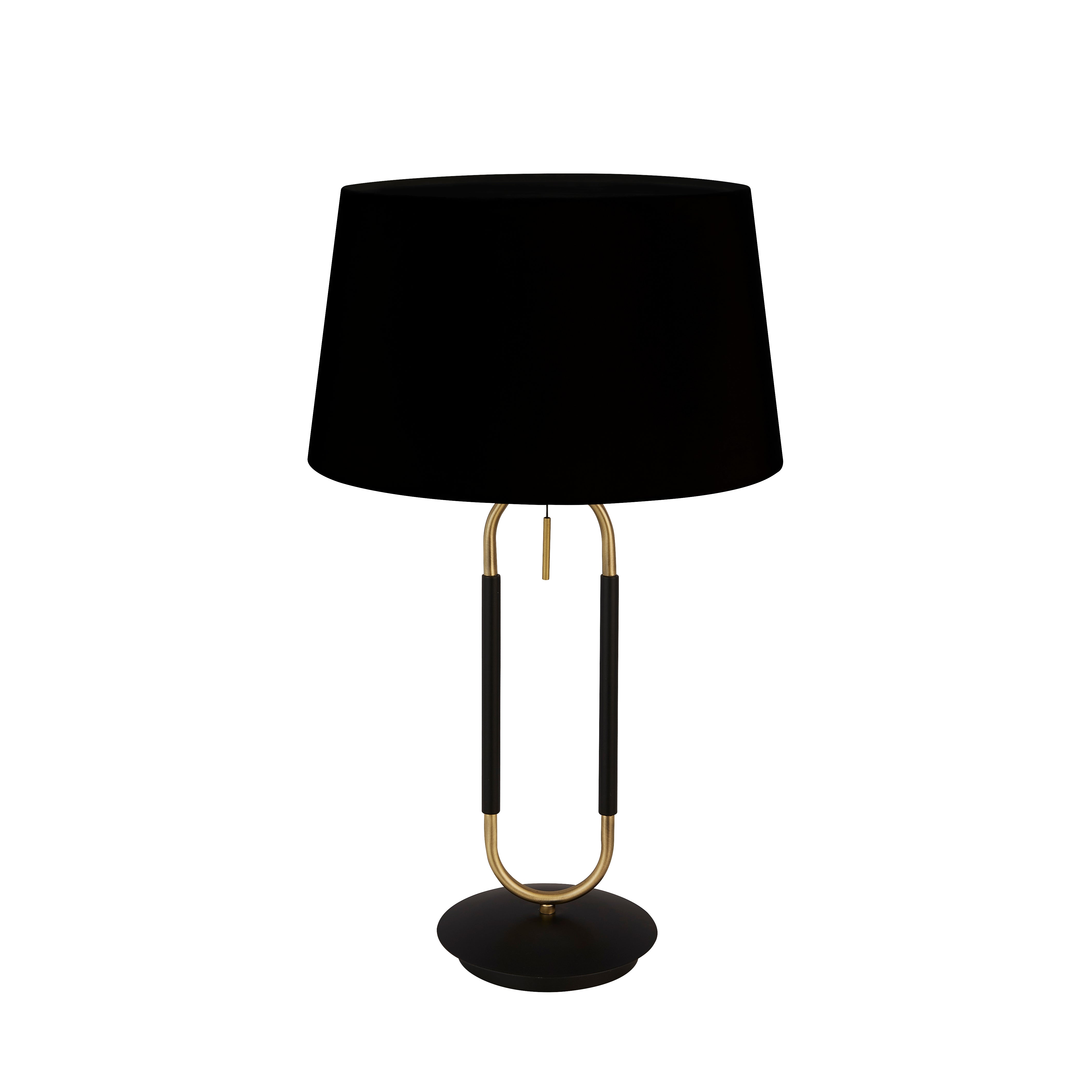 Searchlight Jackson Table Lamp - Black, Satin Brass & Black Velvet