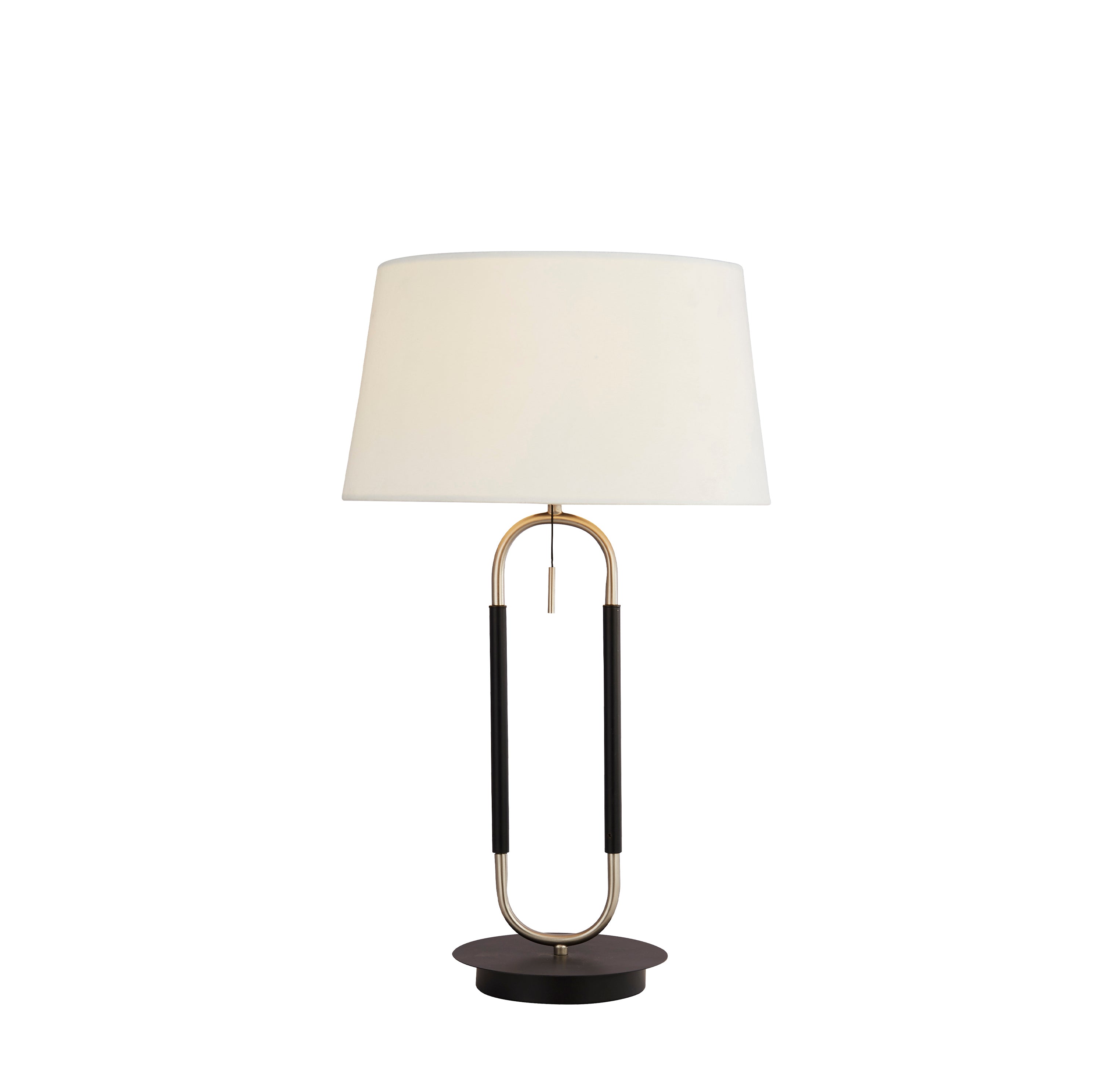 Searchlight Jackson Table Lamp - Black, Satin Silver & White Velvet