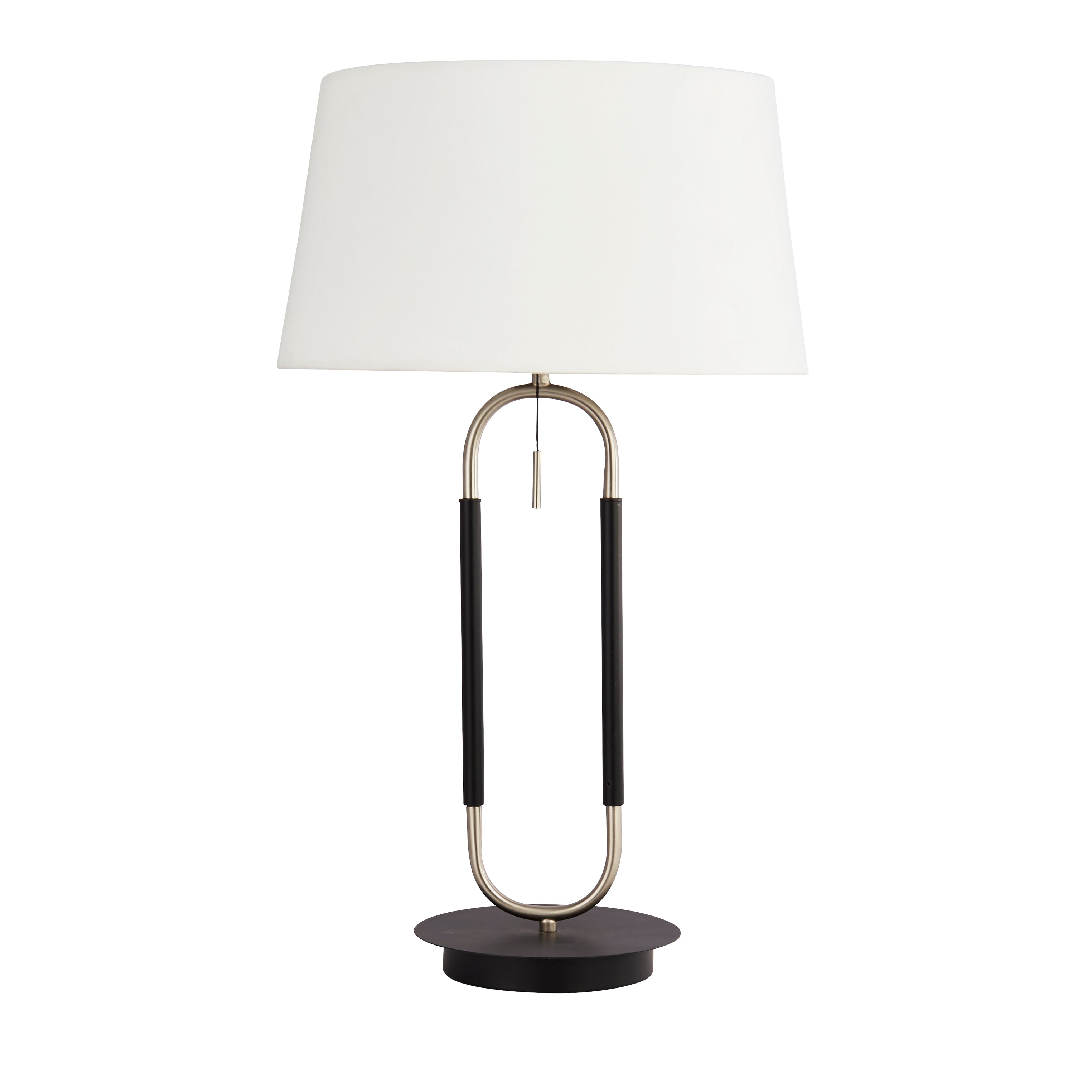 Searchlight Jackson Table Lamp - Black, Satin Silver & White Velvet