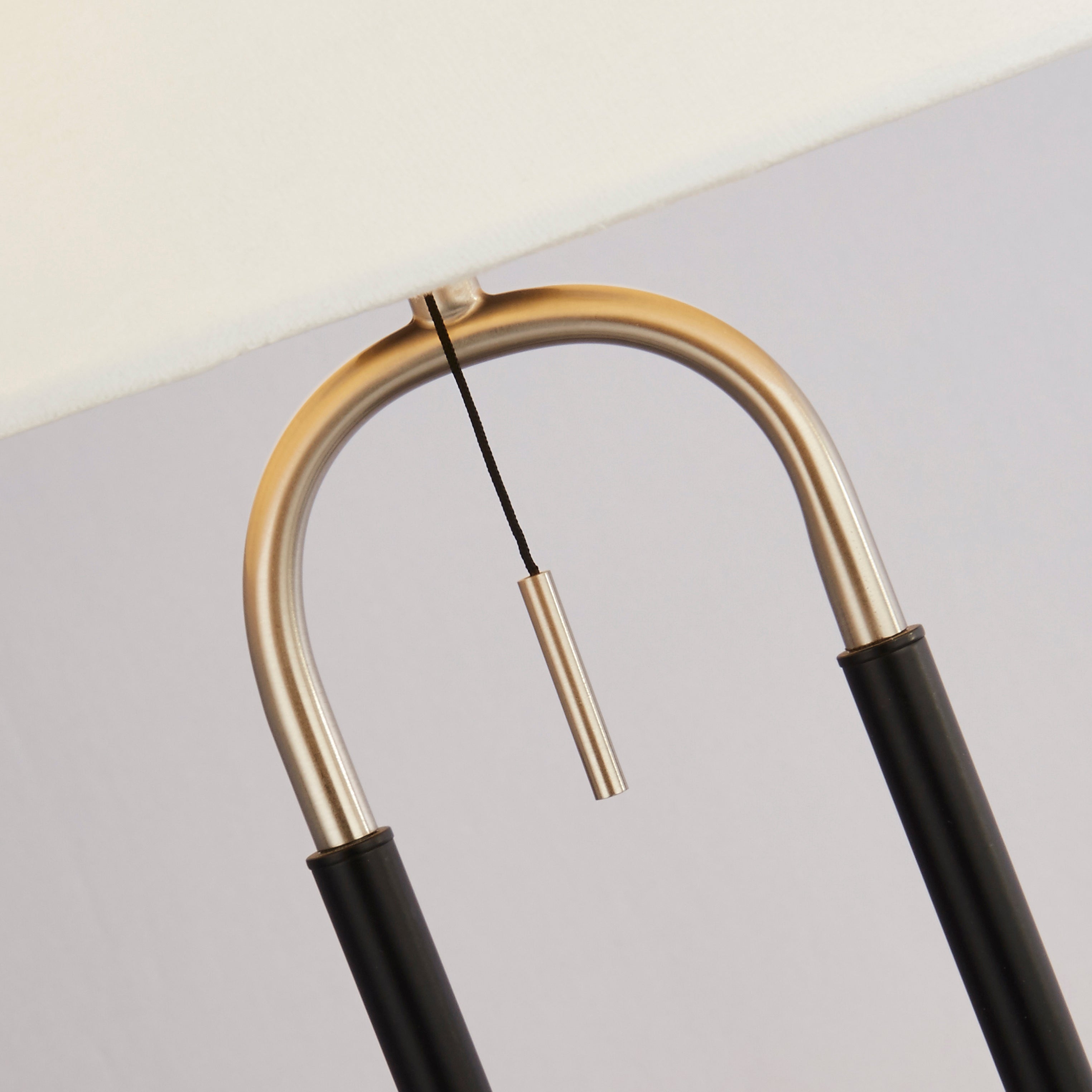 Searchlight Jackson Table Lamp - Black, Satin Silver & White Velvet