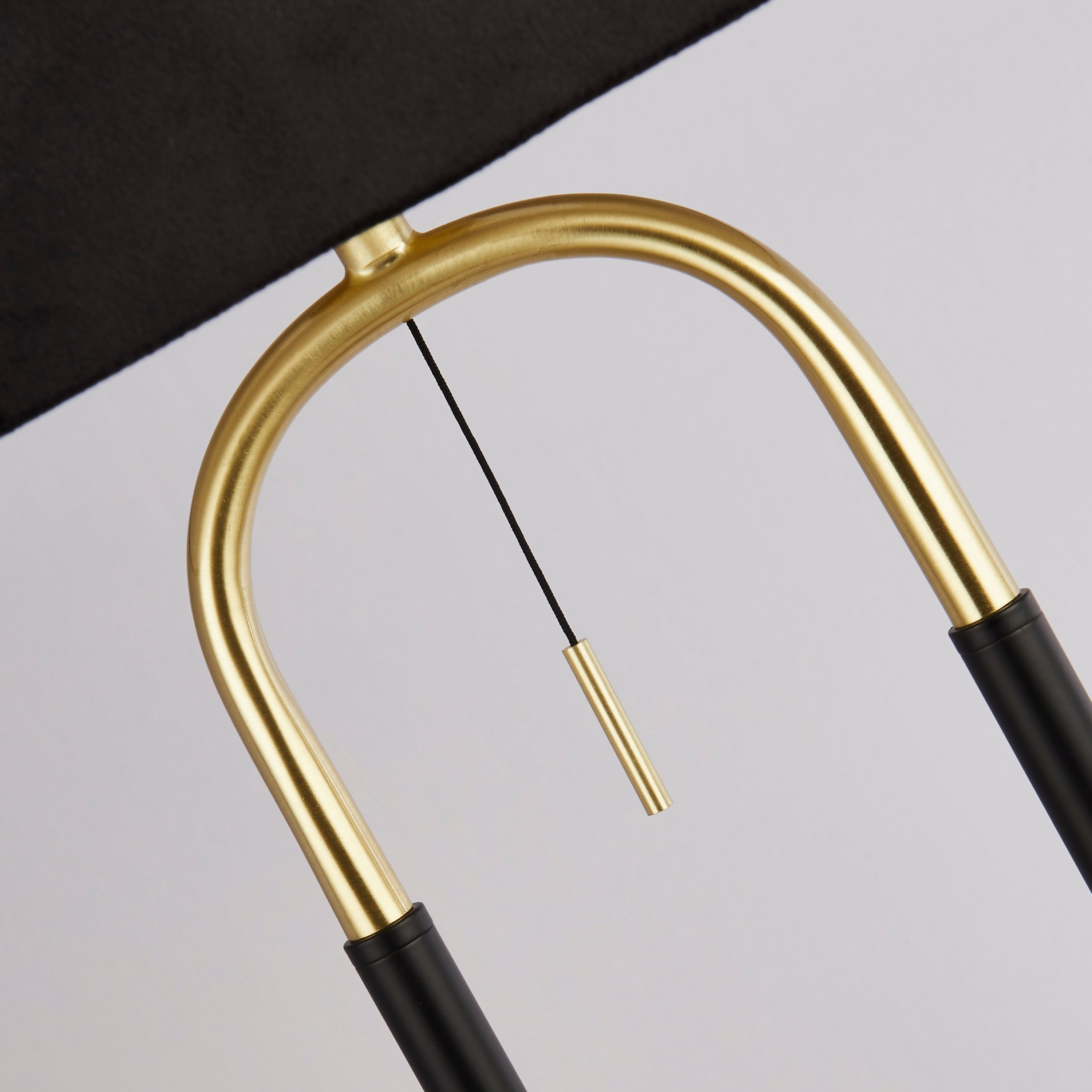 Searchlight Jackson Floor Lamp - Black, Satin Brass & Black Velvet