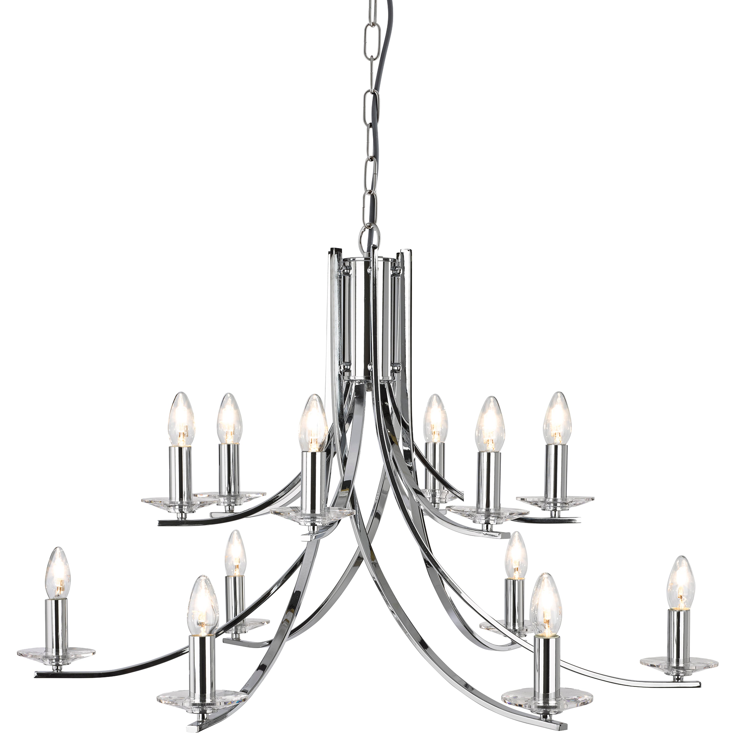 Searchlight Archer 12 Light Pendant - Chrome & Clear Glass Sconces