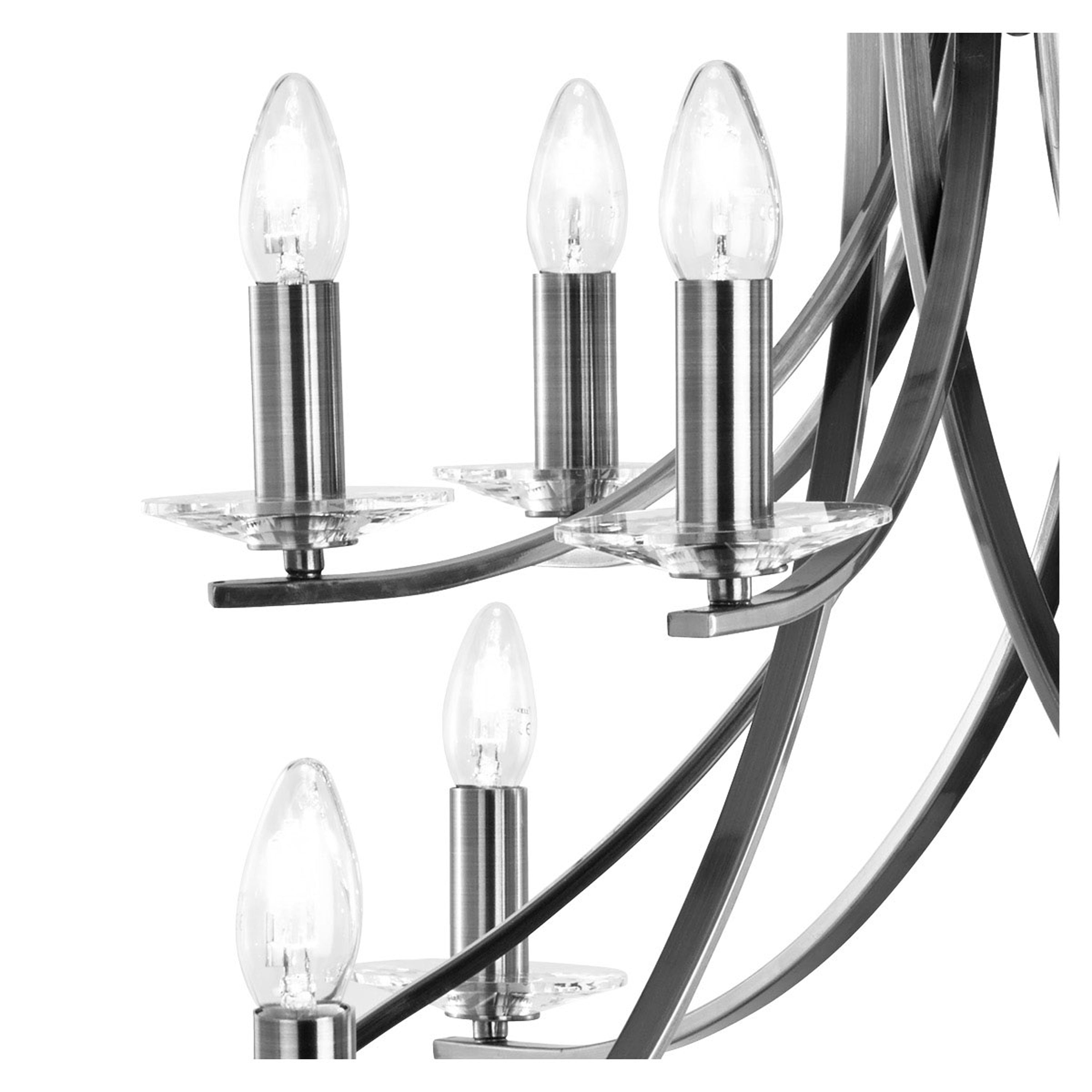 Searchlight Archer 12 Light Pendant - Satin Silver & Glass Sconces