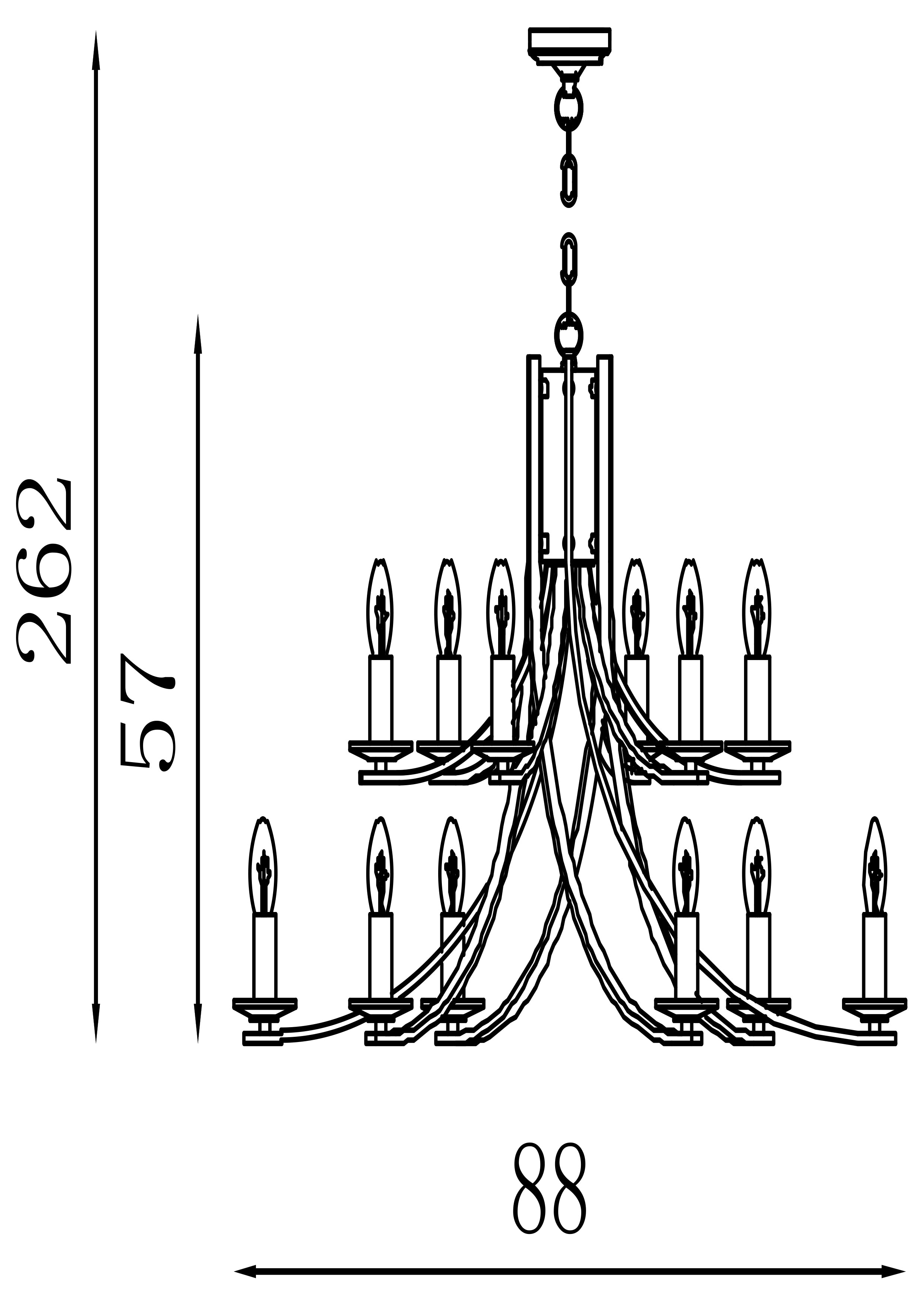 Searchlight Archer 12 Light Pendant - Satin Silver & Glass Sconces