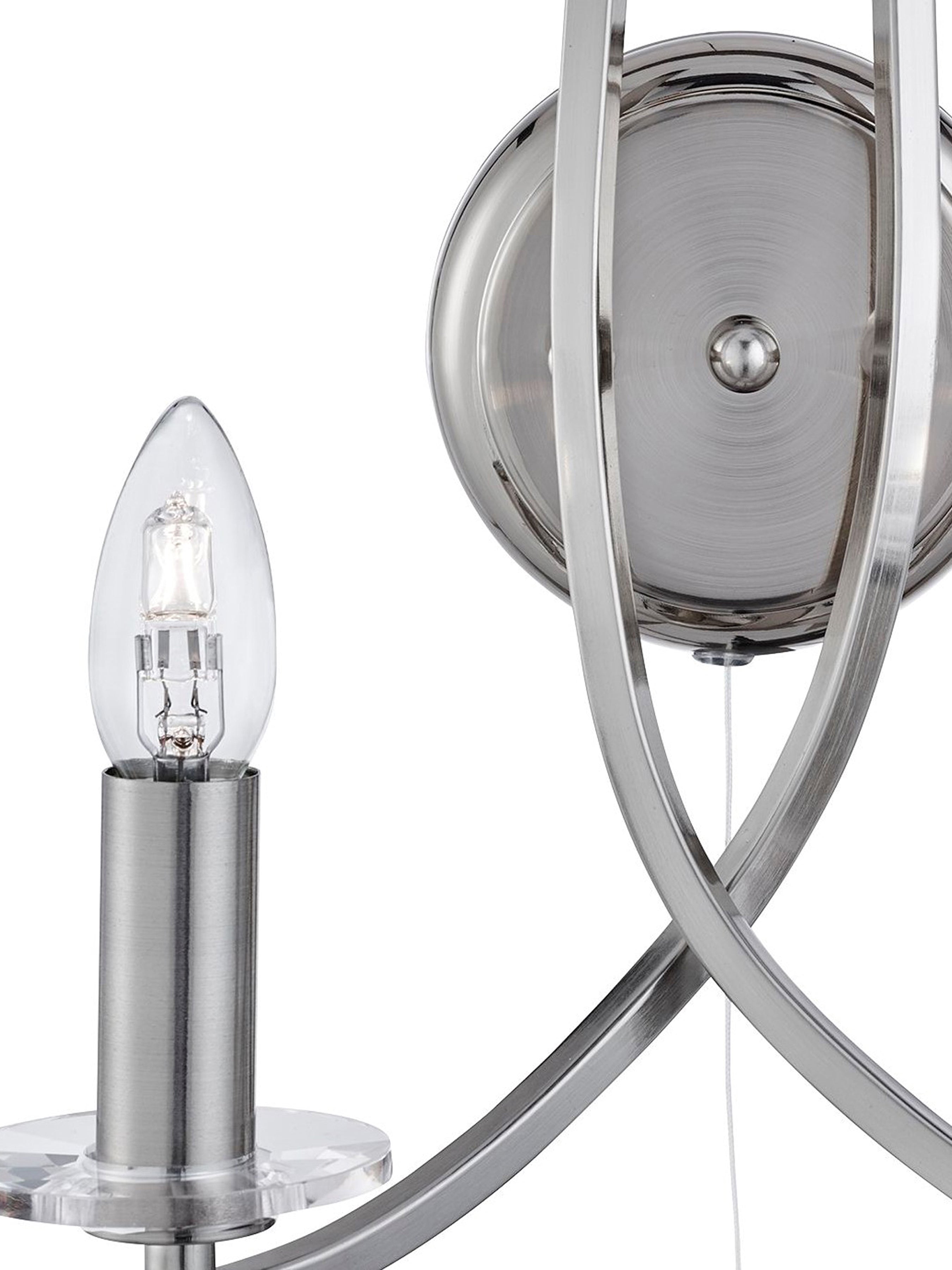 Searchlight Archer Satin Silver 2 Light Wall Bracket With Glass Sconces