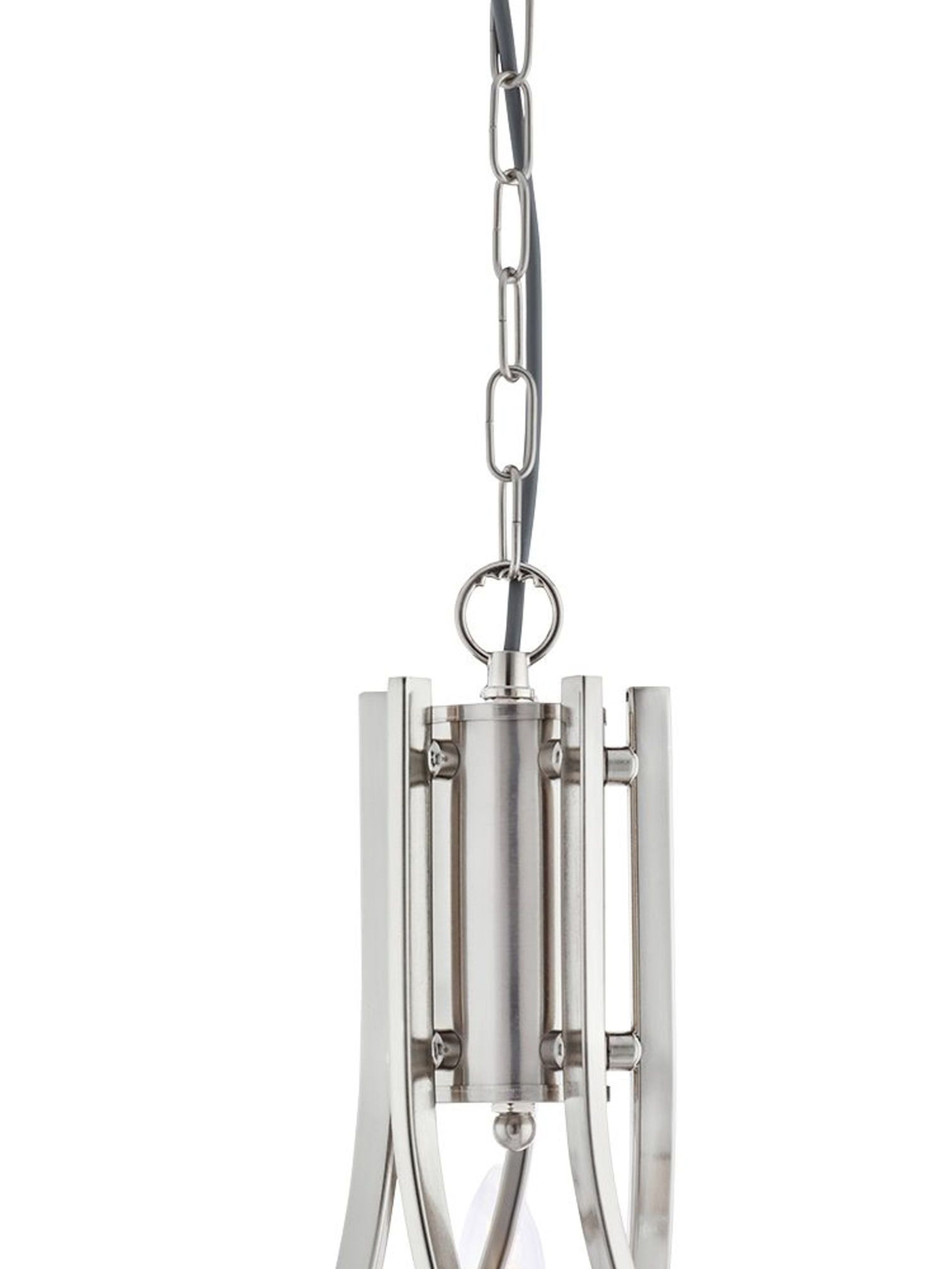 Searchlight Archer Satin Silver 5 Light Pendant Fitting With Glass Sconces