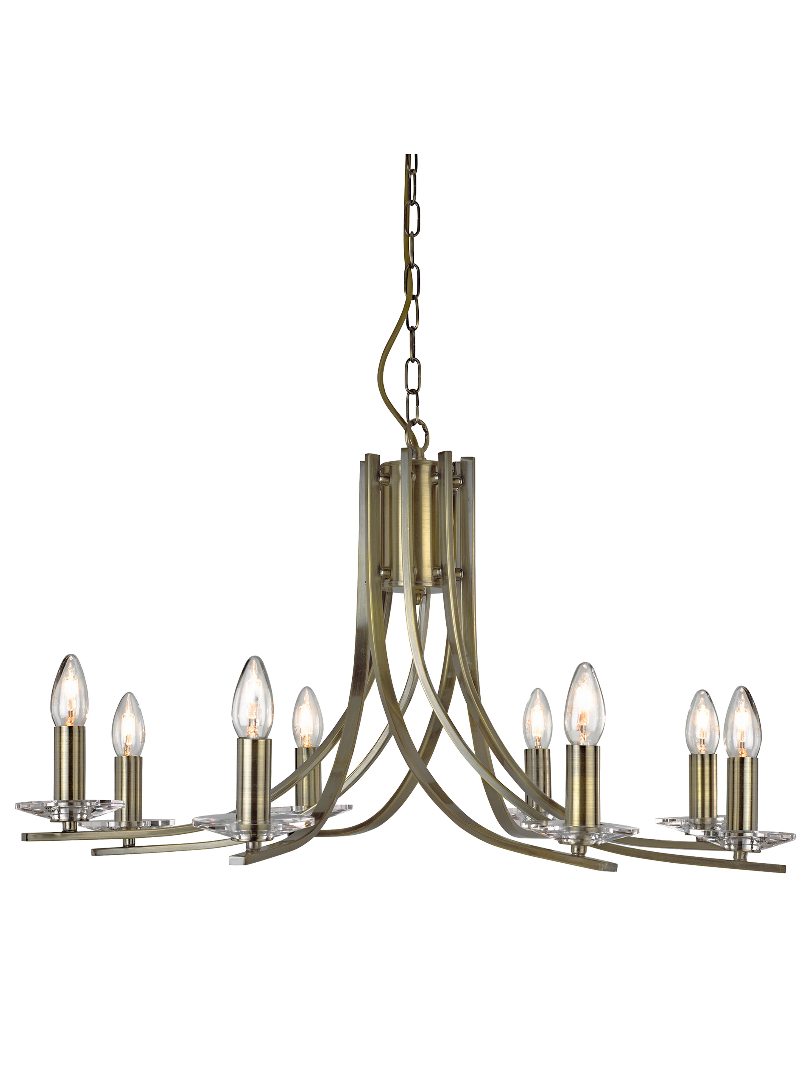 Searchlight Archer 8 Light Pendant - Antique Brass & Clear Glass Sconces