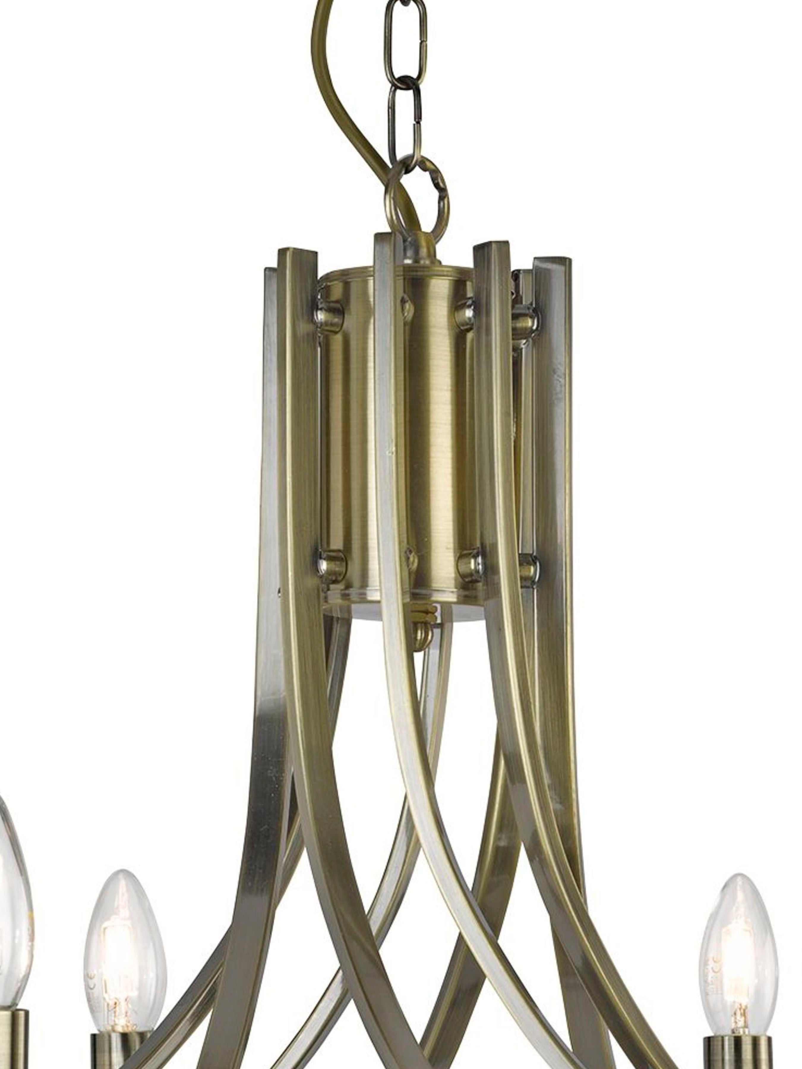 Searchlight Archer 8 Light Pendant - Antique Brass & Clear Glass Sconces