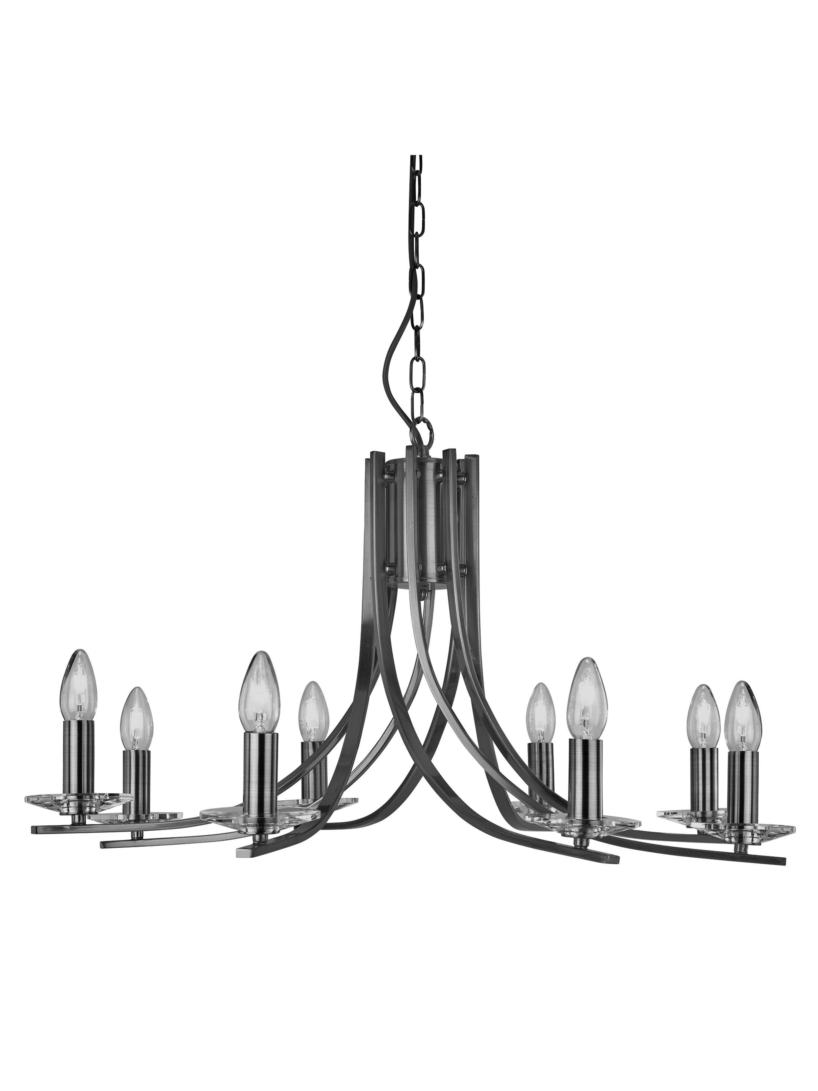 Searchlight Archer 8 Light Pendant - Satin Silver & Glass Sconces