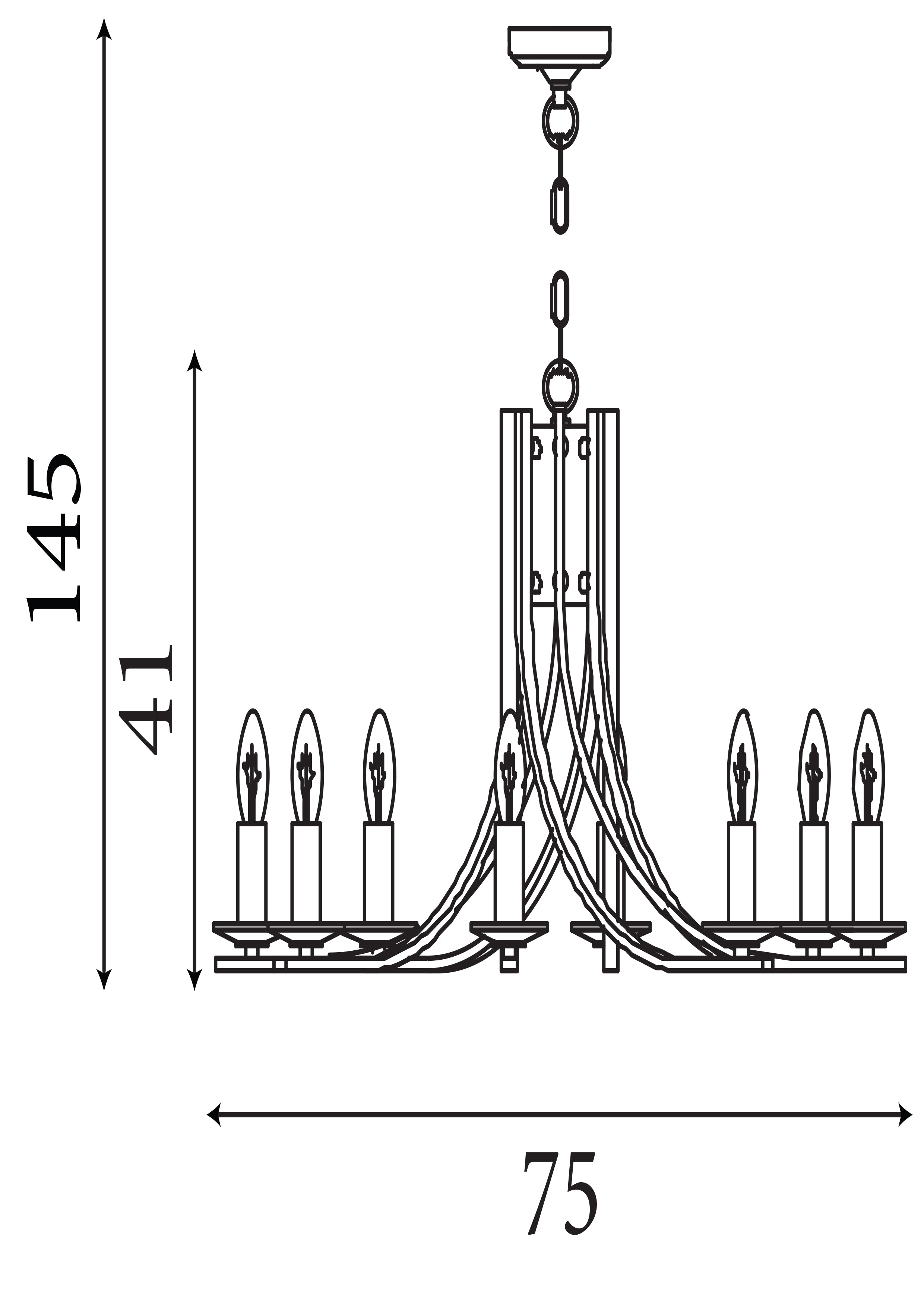 Searchlight Archer 8 Light Pendant - Satin Silver & Glass Sconces