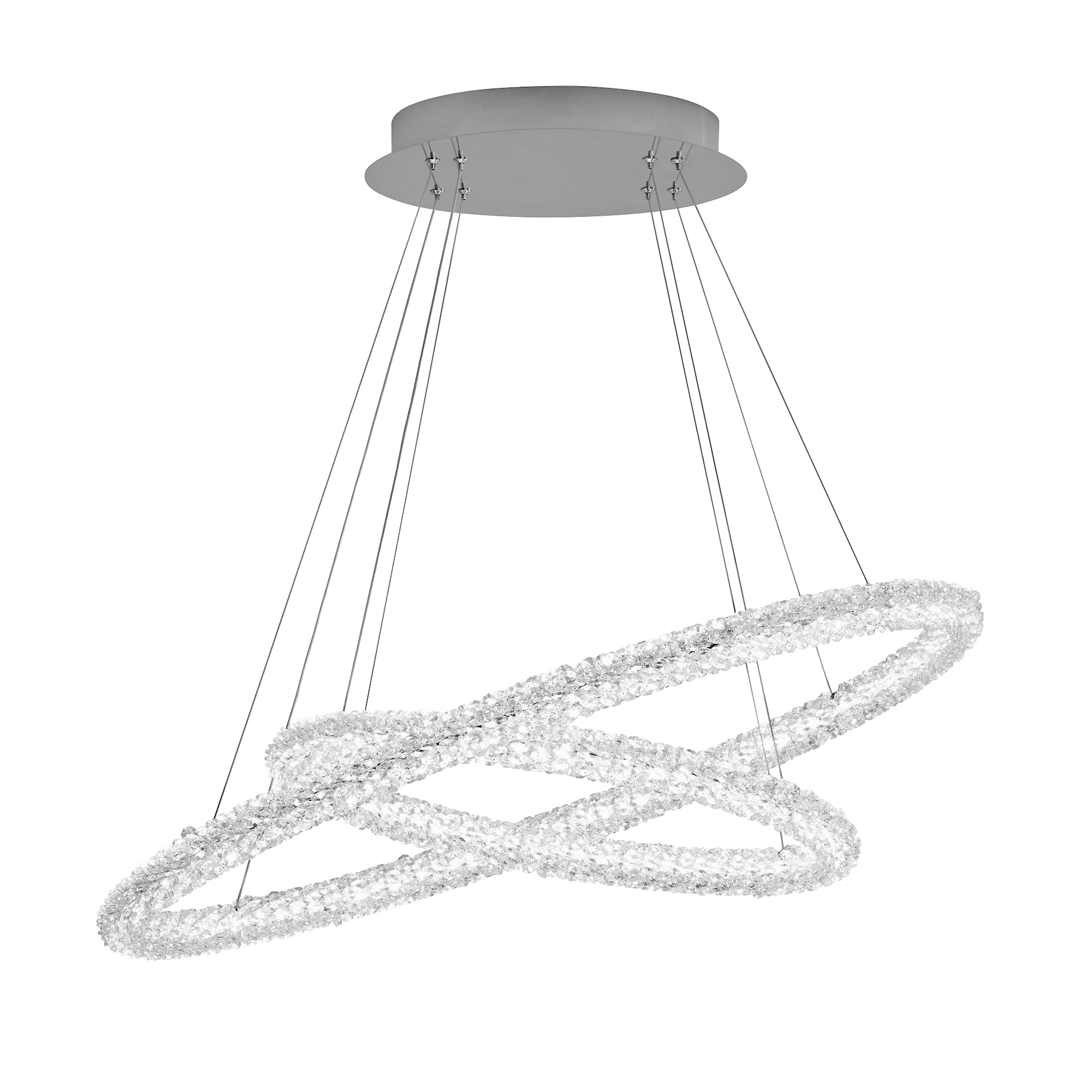 Searchlight Cirque LED 2 Oval Ring Ceiling Pendant, Chrome, Clear Crystal