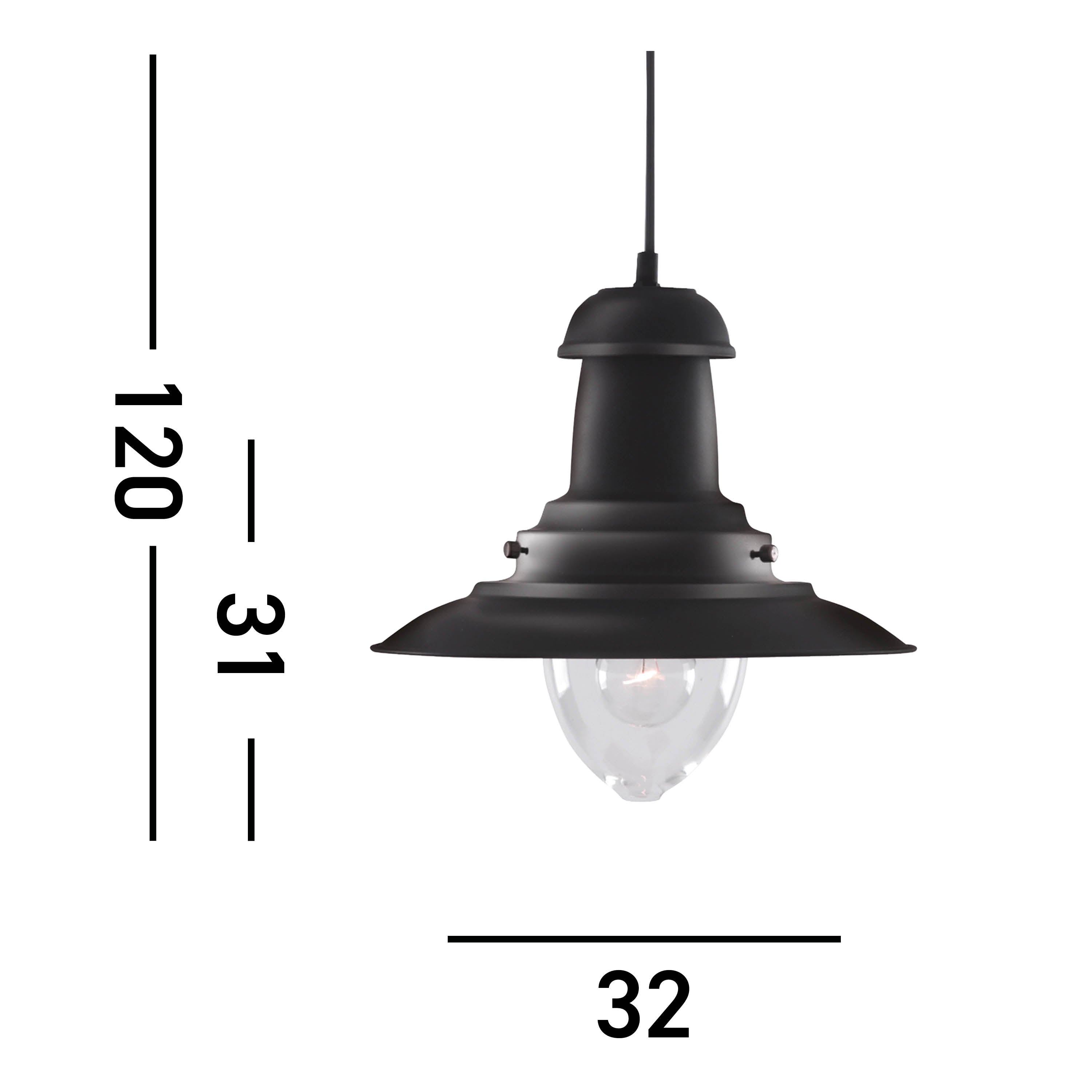 Searchlight Falkland Black Pendant Lantern With Clear Glass Shade
