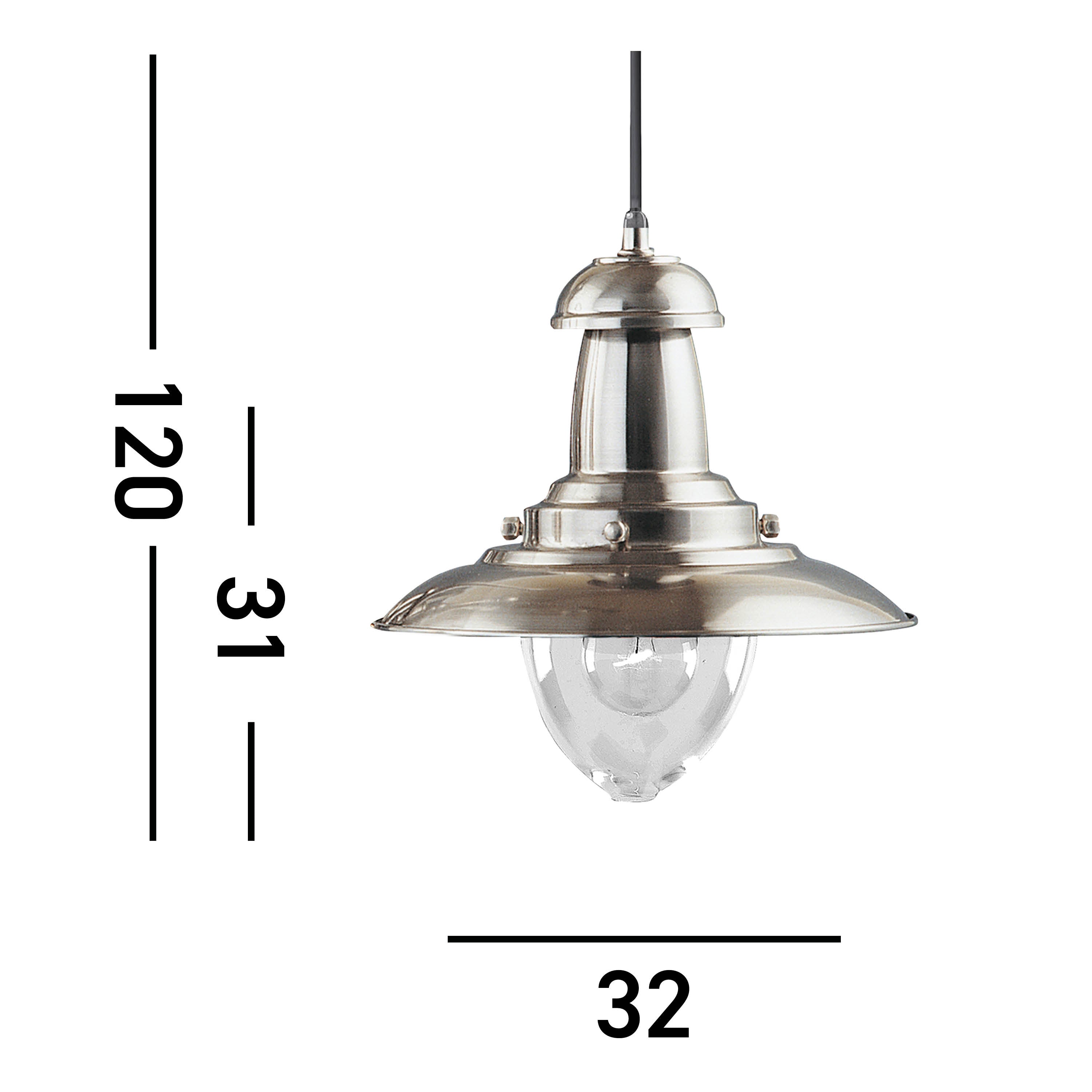 Searchlight Falkland Satin Silver Light With Clear Glass Shade