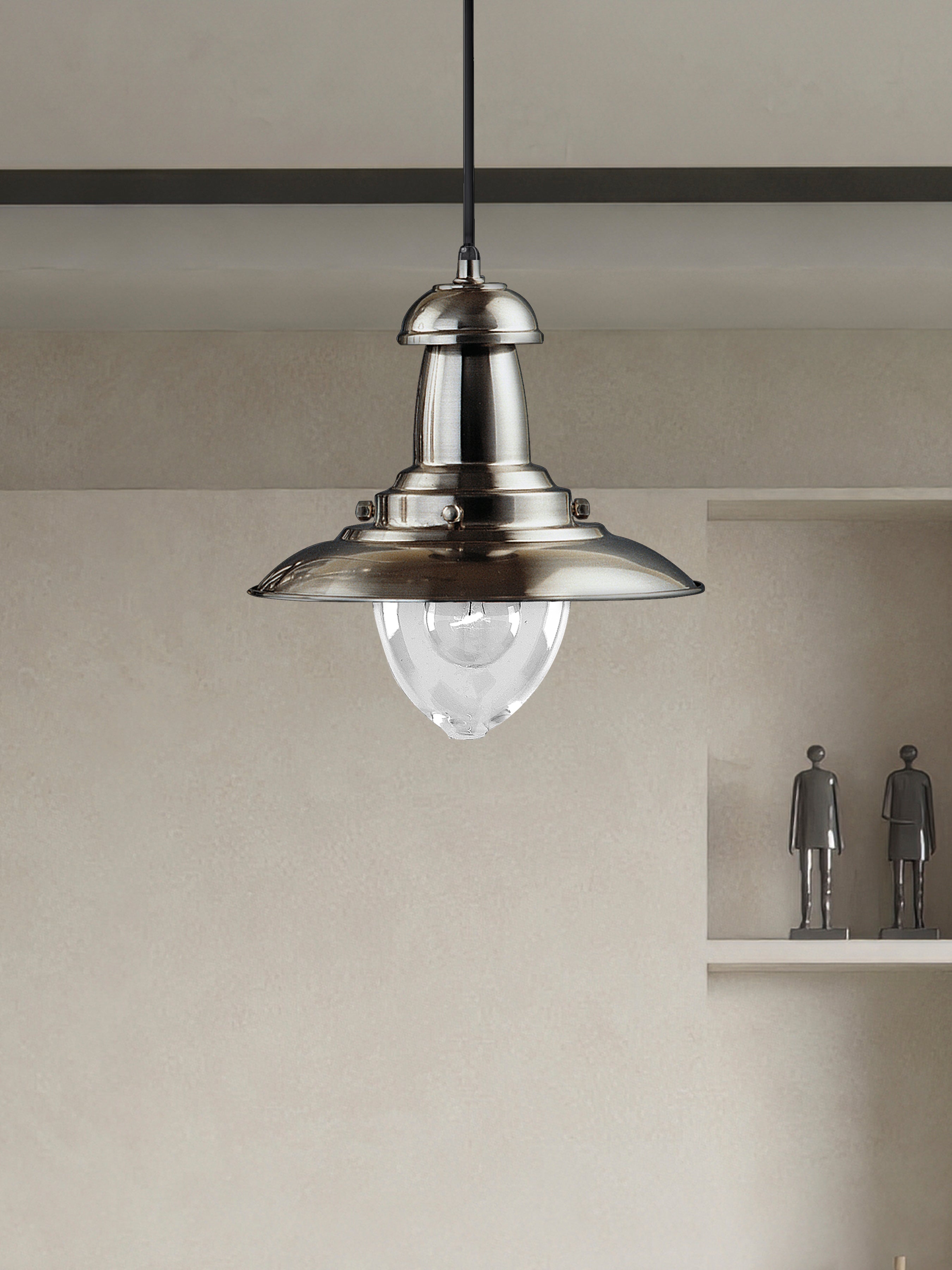 Searchlight Falkland Satin Silver Light With Clear Glass Shade