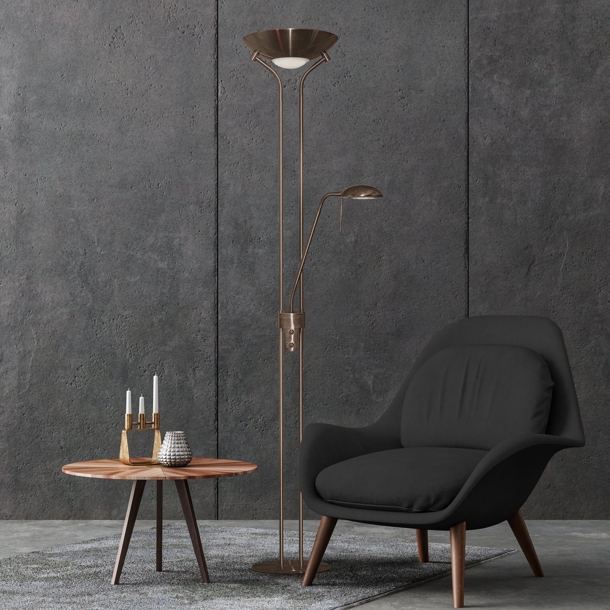 Searchlight Angela Antique Brass Mother And Child Floor Lamp With Double Dimmer