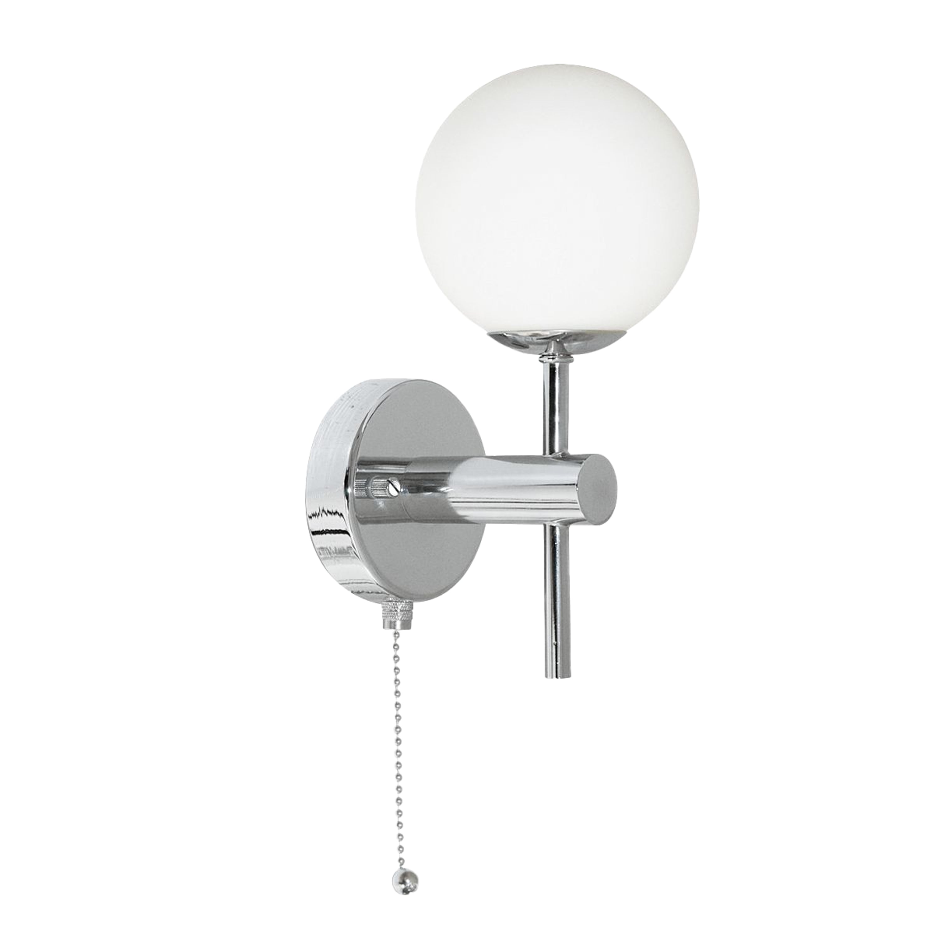 Searchlight LED Globe IP44 Chrome Wall Light With Opal Glass Shades