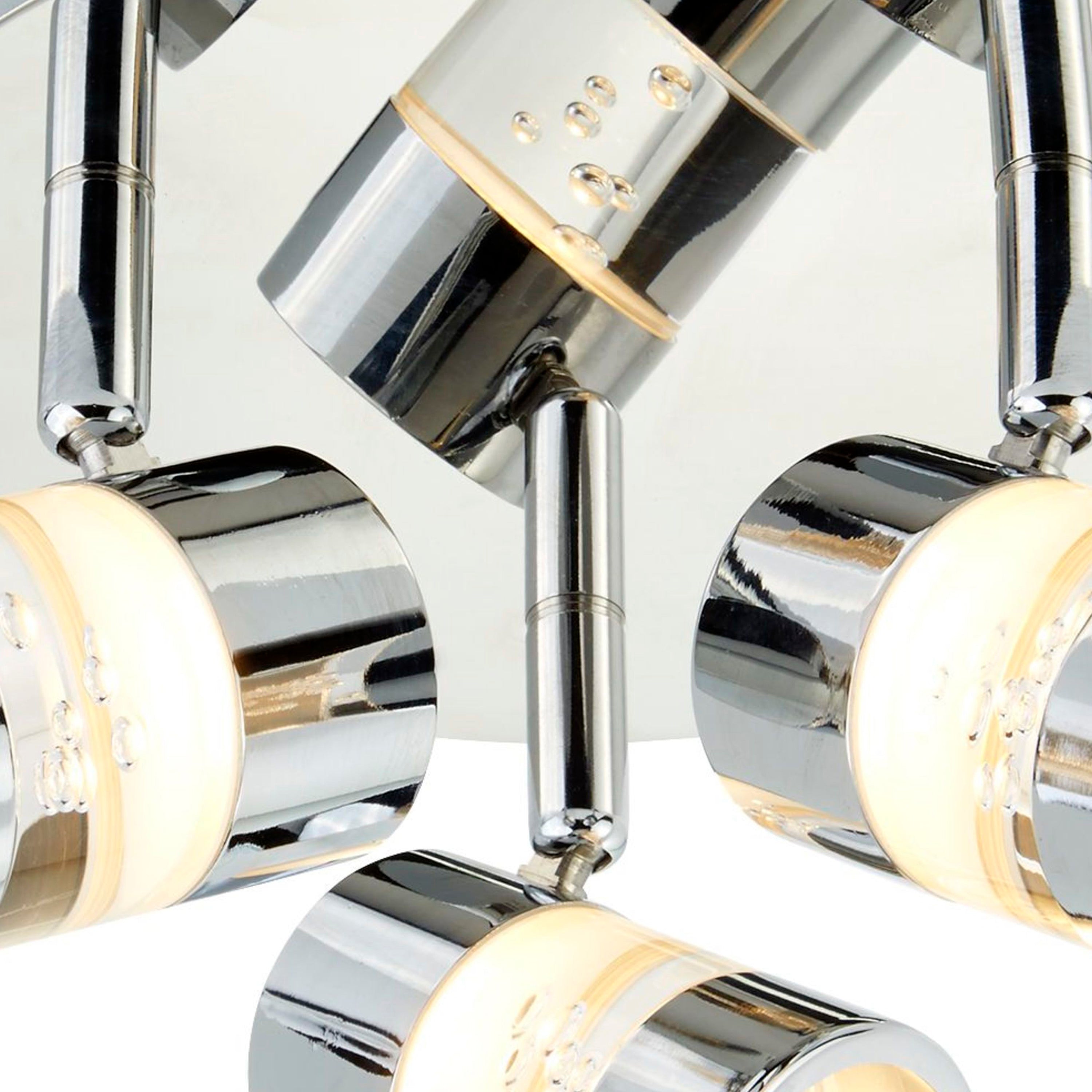 Searchlight Brookhill Effect IP44 LED 3 Light Round Spot Chrome & Acrylic Shade