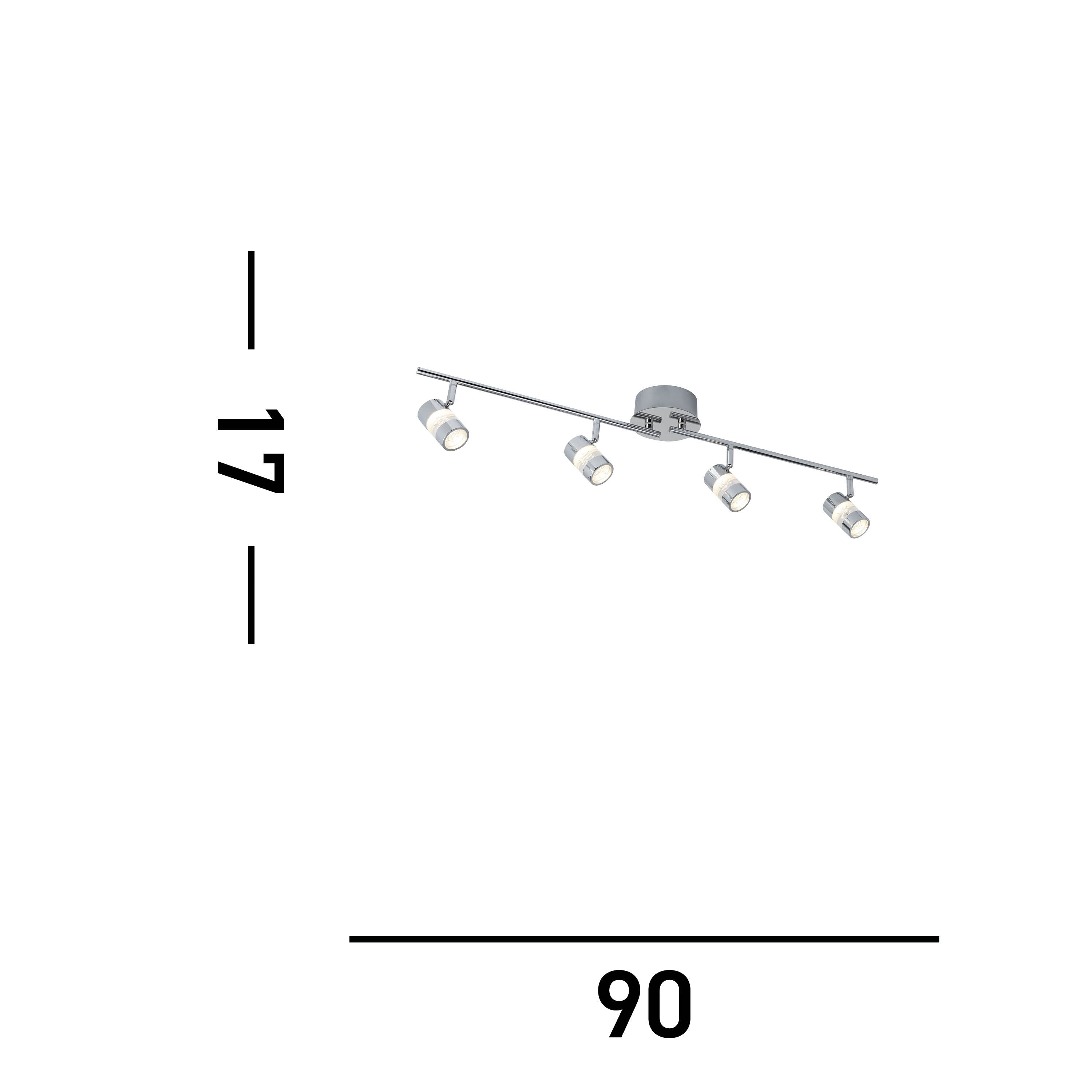 Searchlight Brookhill Effect IP44 LED 4 Light Bar Spot Chrome & Acrylic Shade