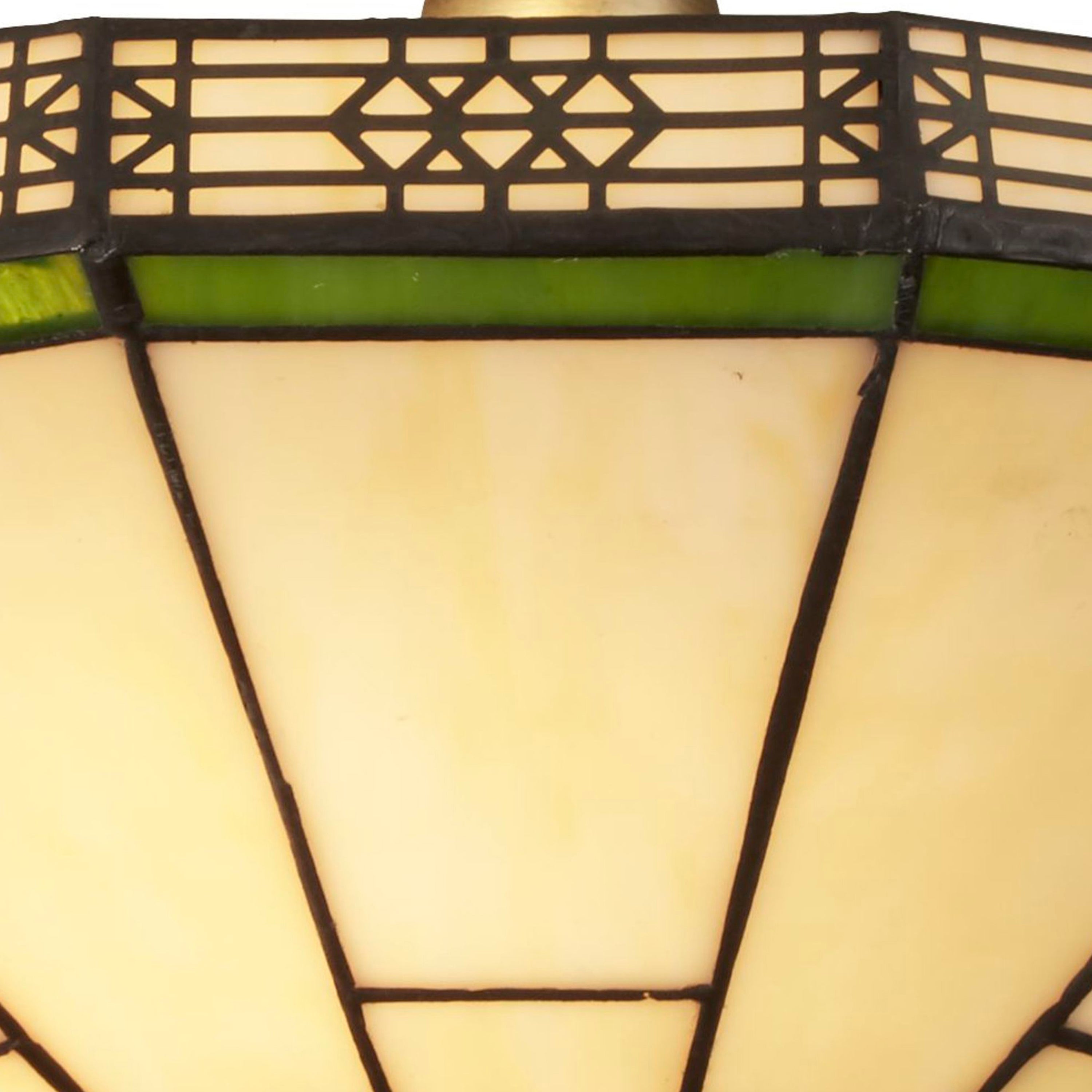 Searchlight Nelson 2 Light Semi-Flush - Brass & Stained Glass