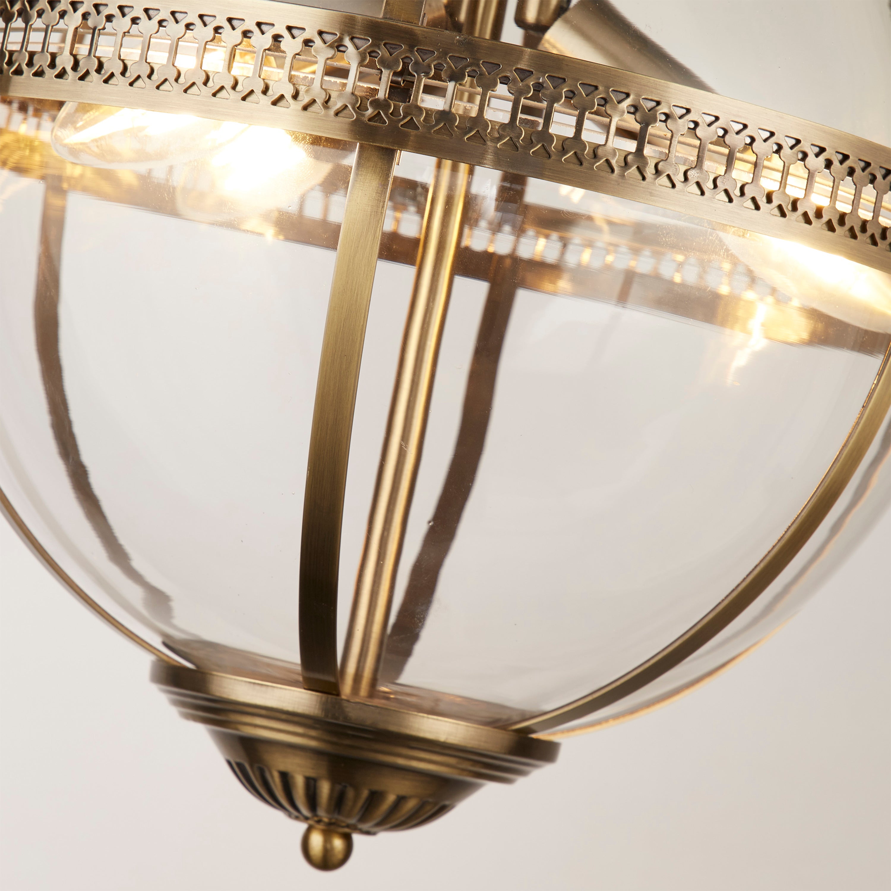 Searchlight Cedardale 3 Light Pendant - Antique Brass & Glass