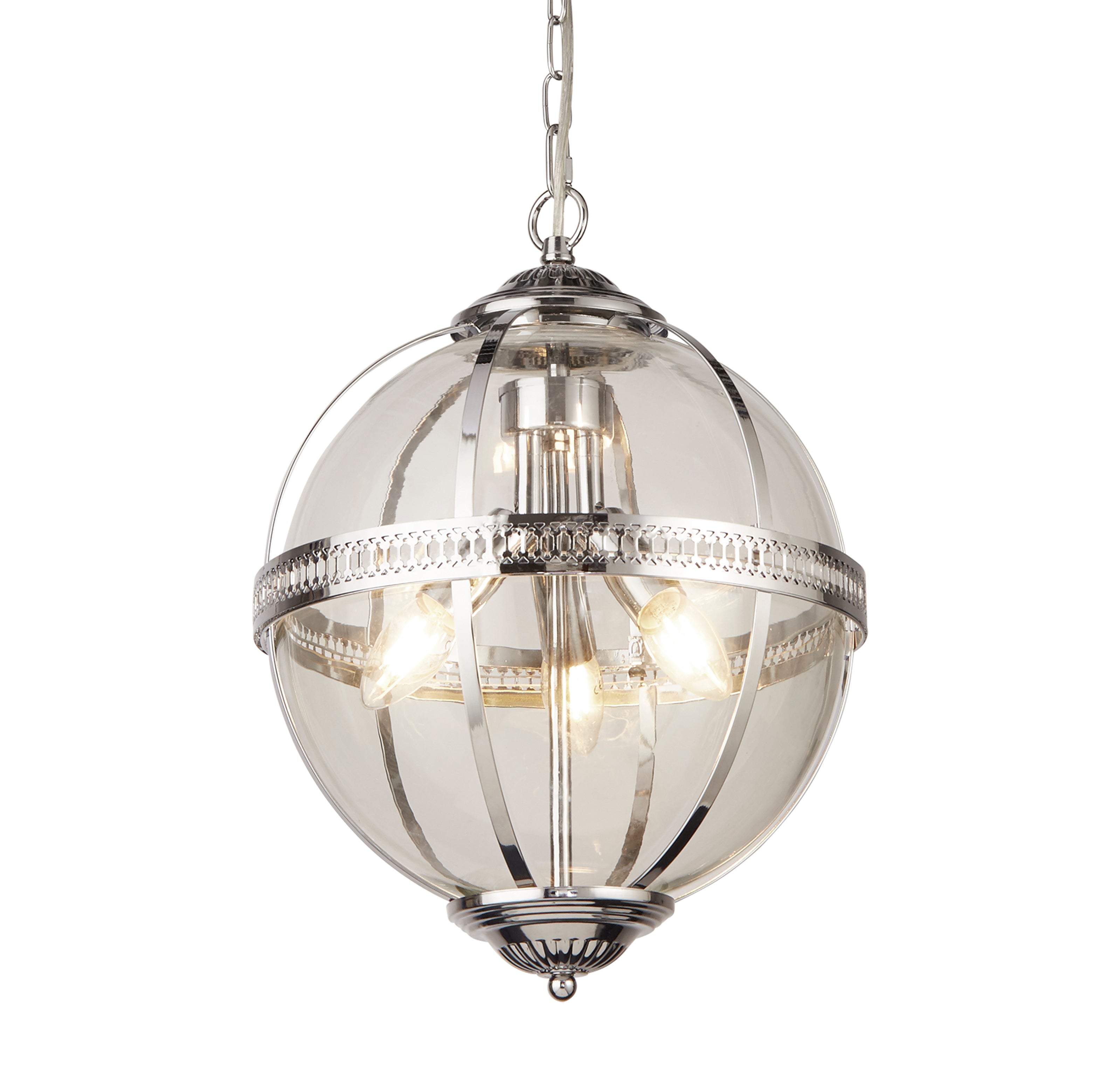 Searchlight Cedardale 3 Light Pendant - Chrome & Glass