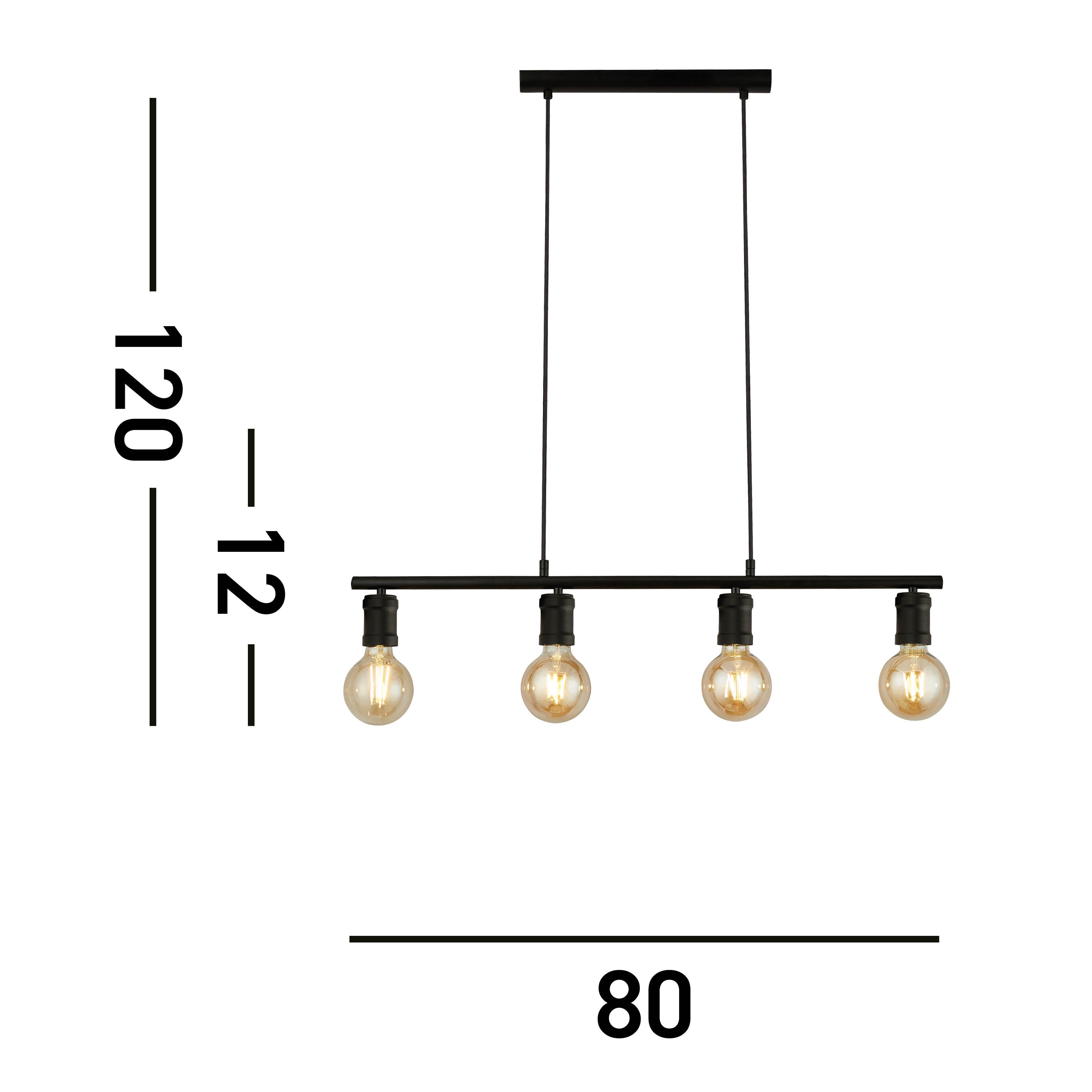 Searchlight Dalkeith 4 Light Bar Pendant - Sand Black