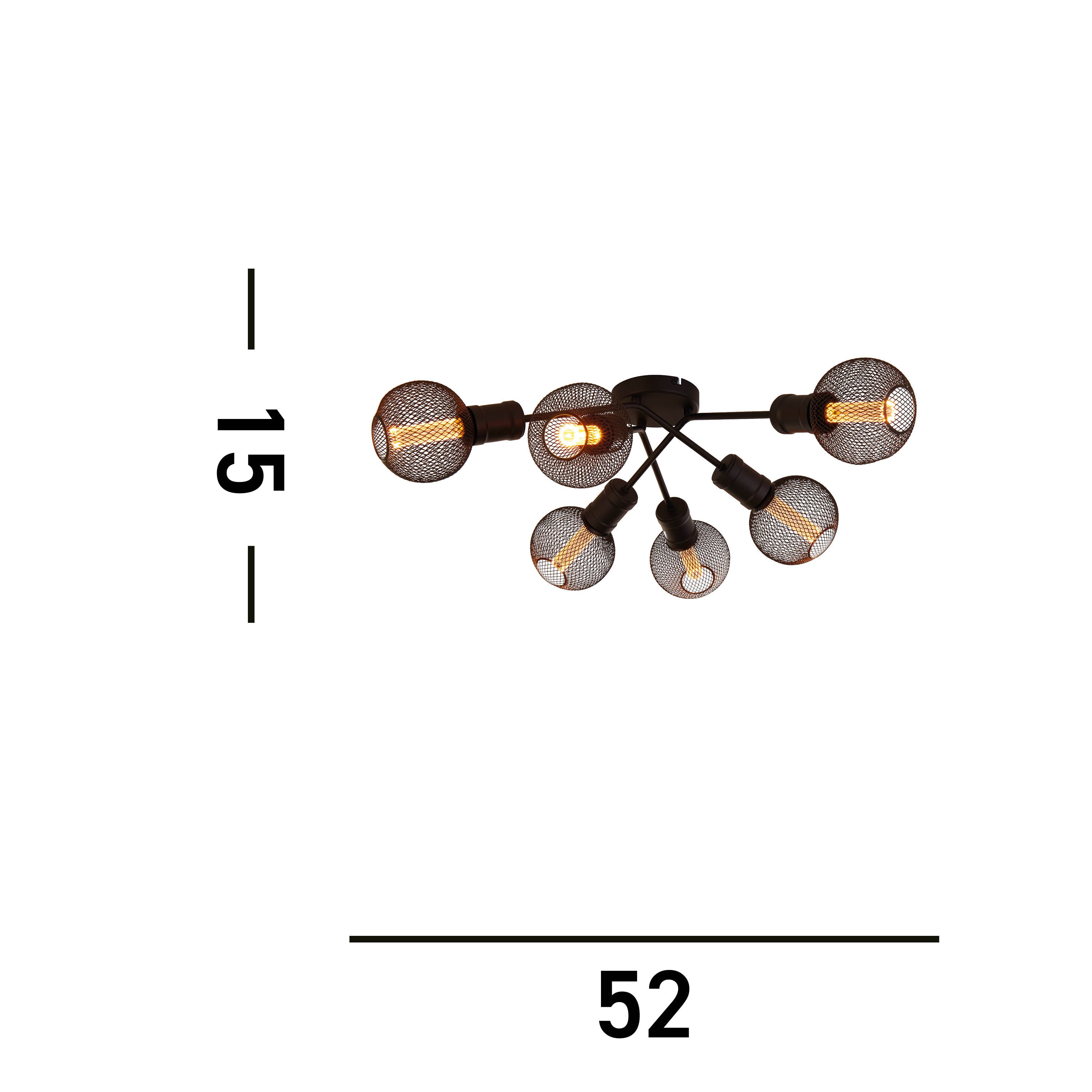 Searchlight Dalkeith 6 Light Flush - Sand Black