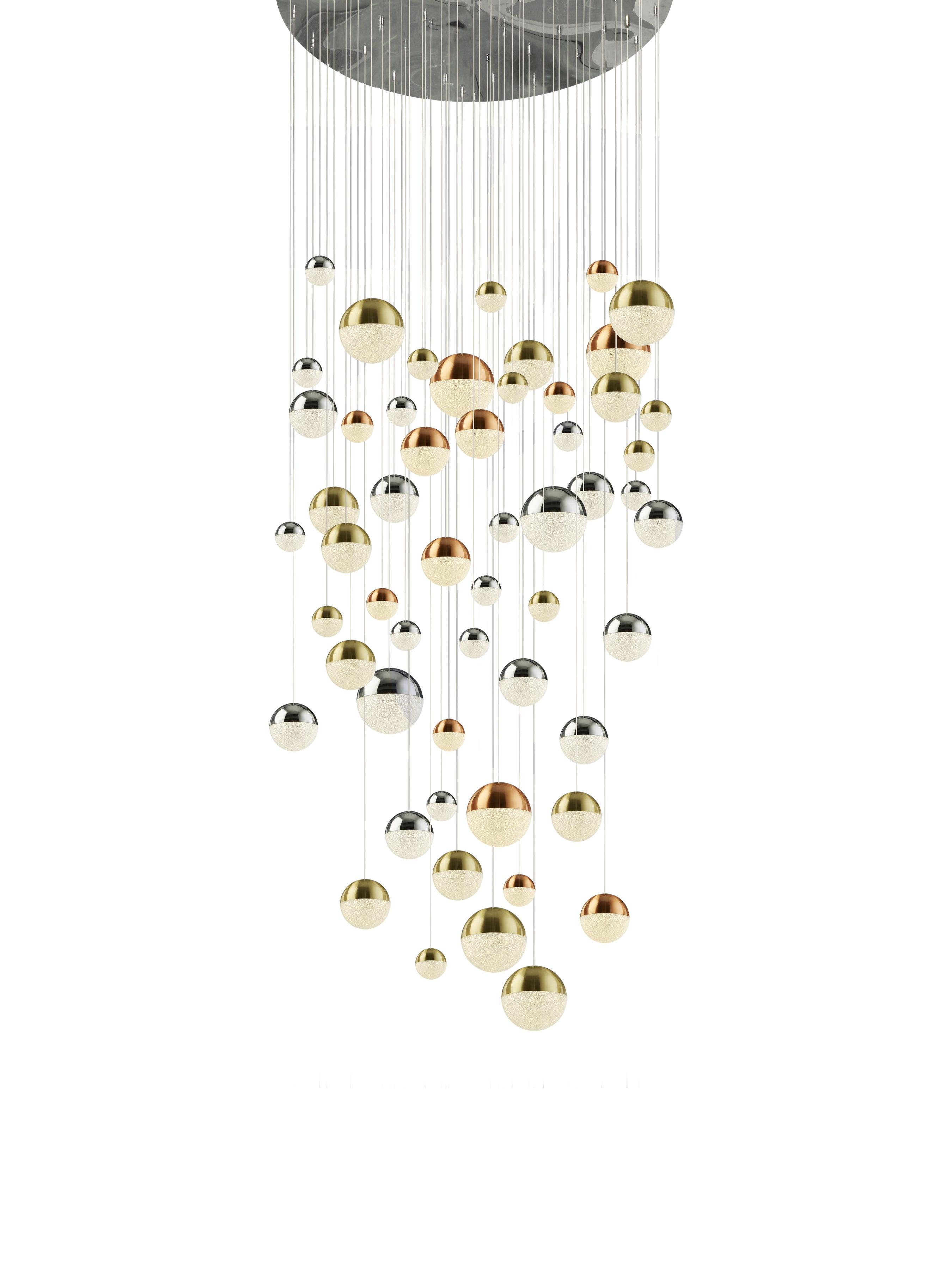 Searchlight Percy 55 Light Multi-Drop Pendant - Copper, Chrome & Satin Brass