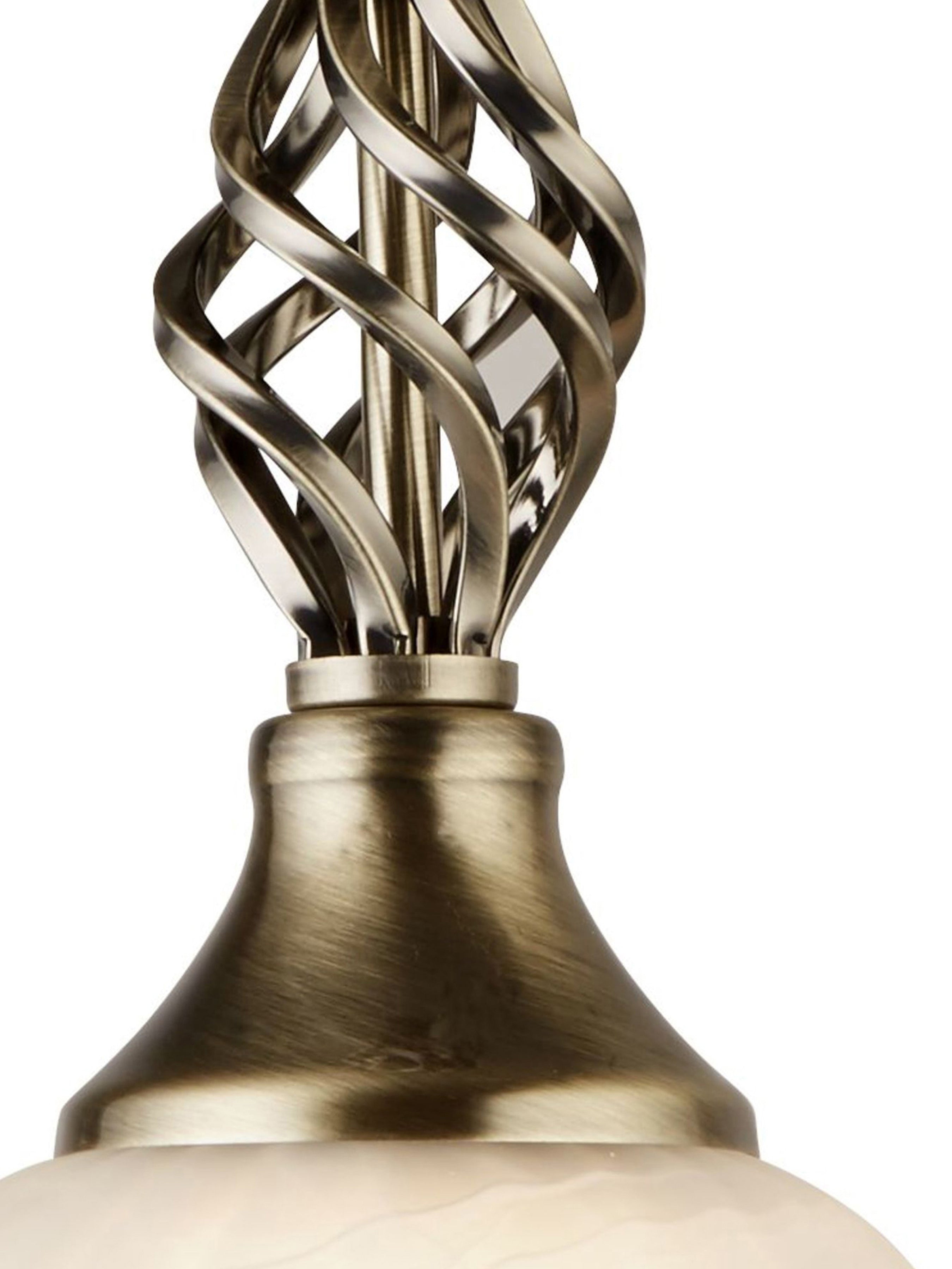 Searchlight Caird Antique Brass Pendant Light With Marble Glass Shade