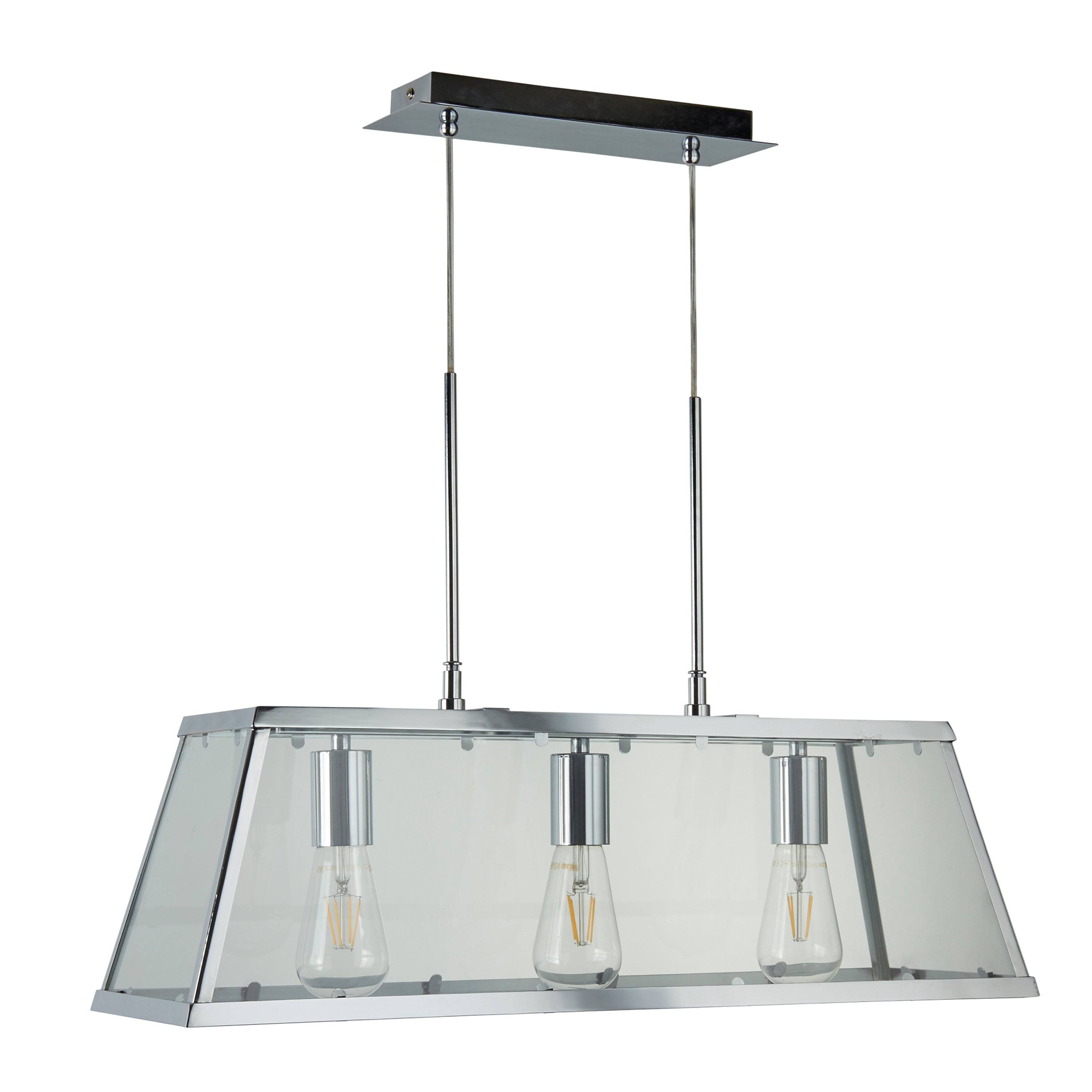 Searchlight Vane 3 Light Lantern Bar, Chrome, Glass