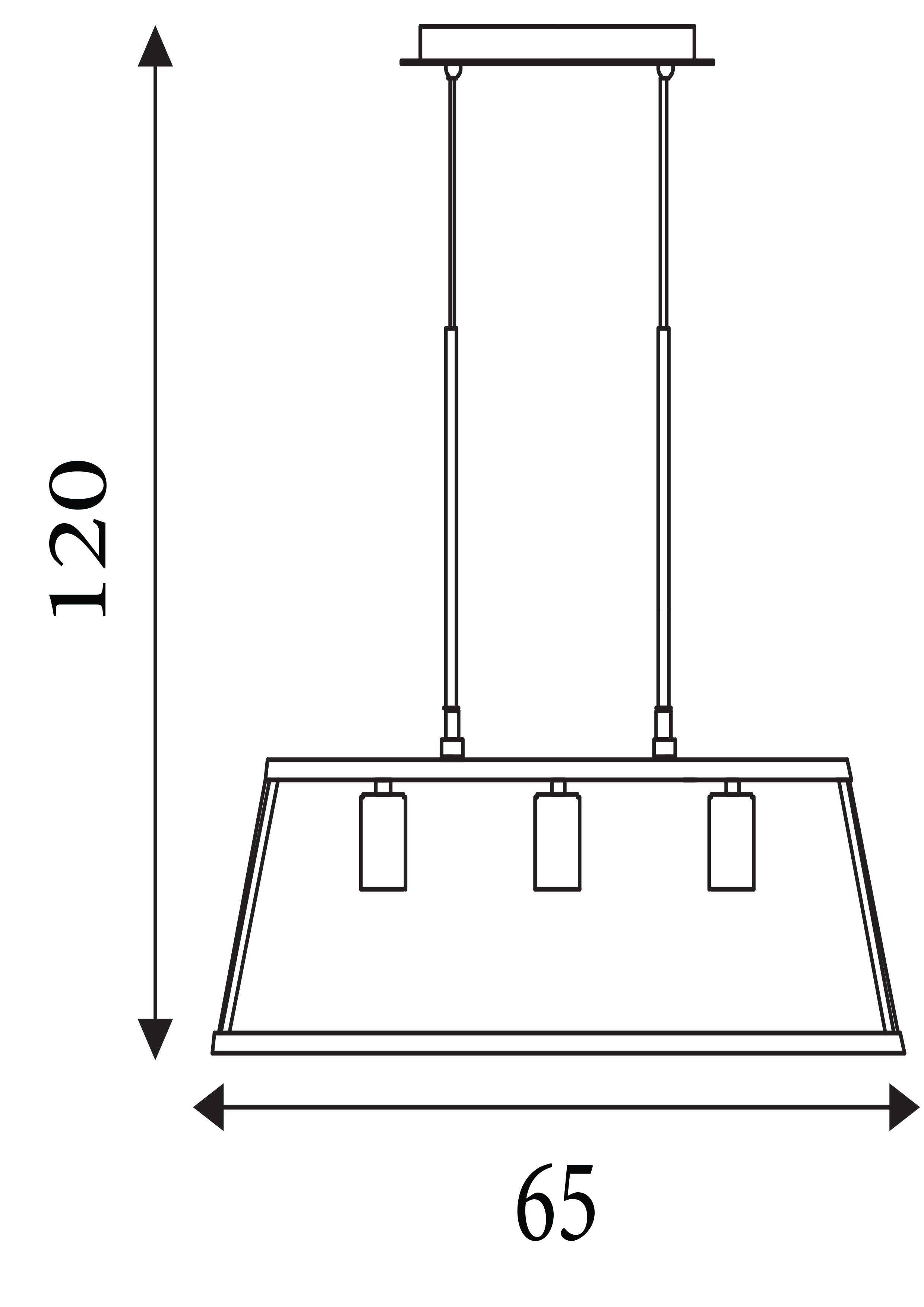 Searchlight Vane 3 Light Lantern Bar, Chrome, Glass