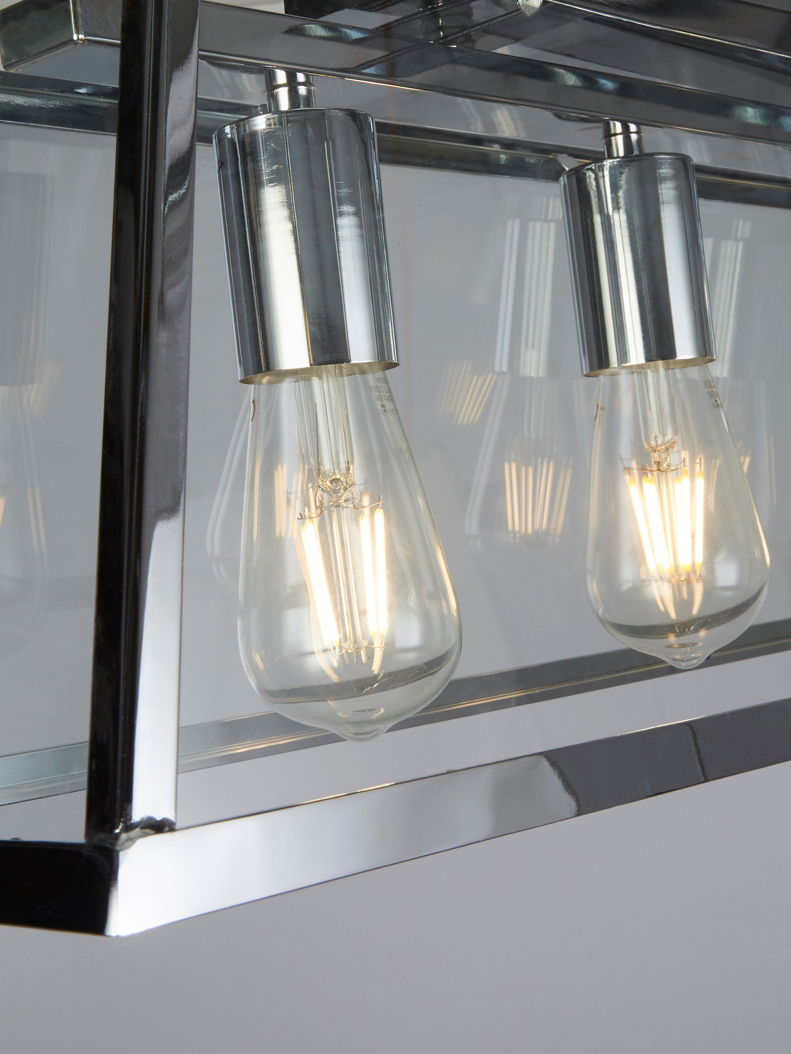 Searchlight Vane 5 Light Lantern Bar, Chrome, Glass