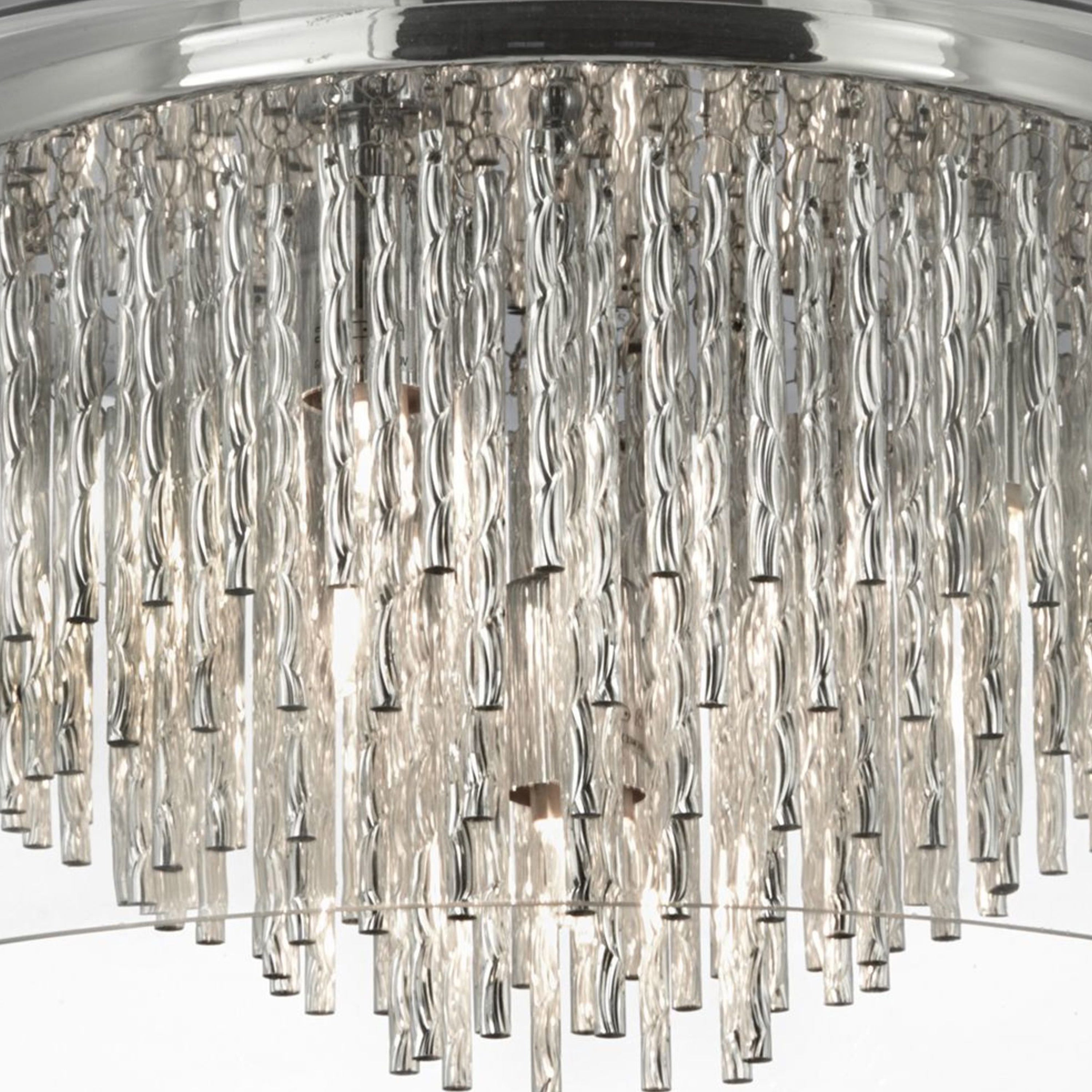 Searchlight Chandos Clear Glass Shade 4 Light Flush/Aluminium Spiral Tubes