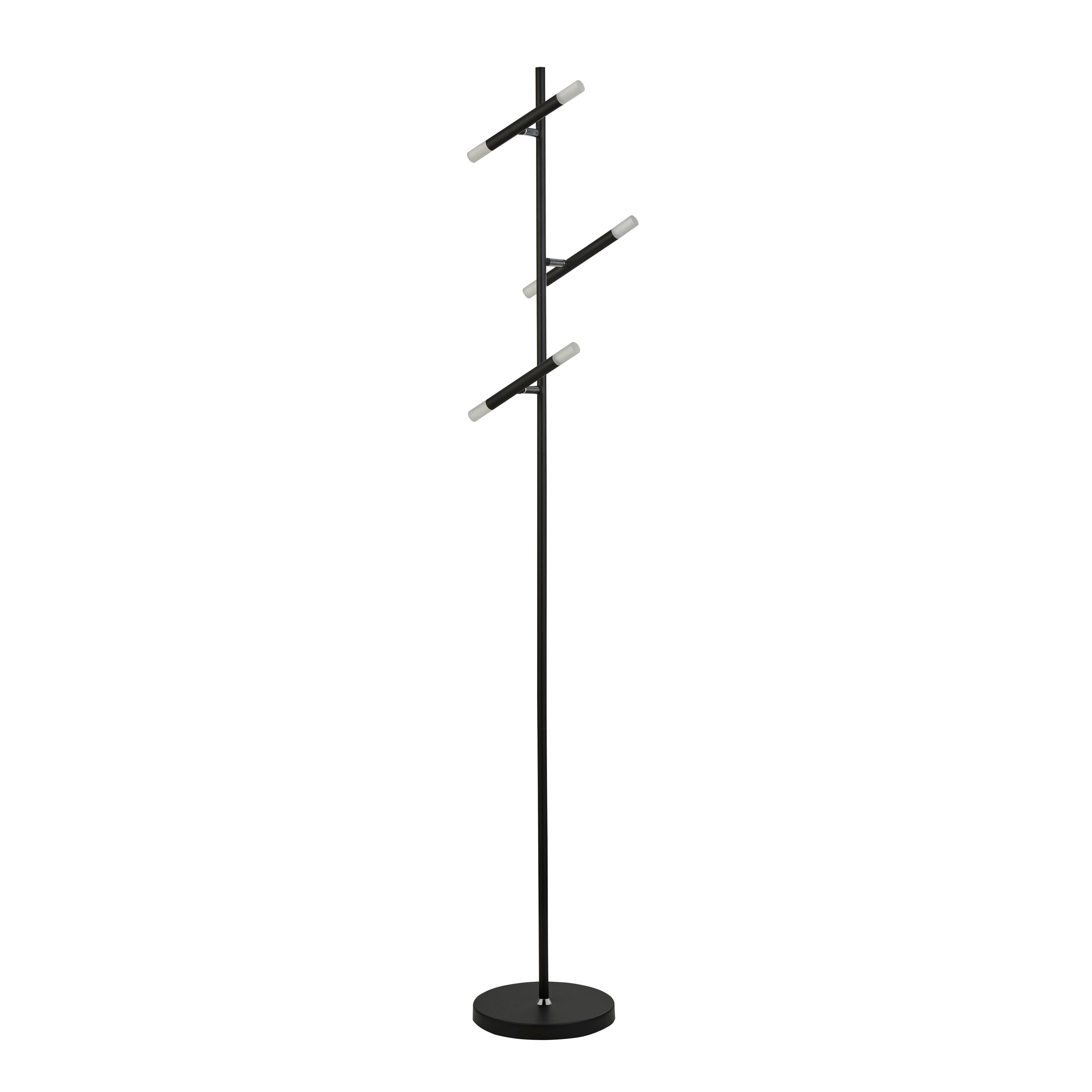 Searchlight Wapping 3 Light LED Floor Lamp - Black & Acrylic