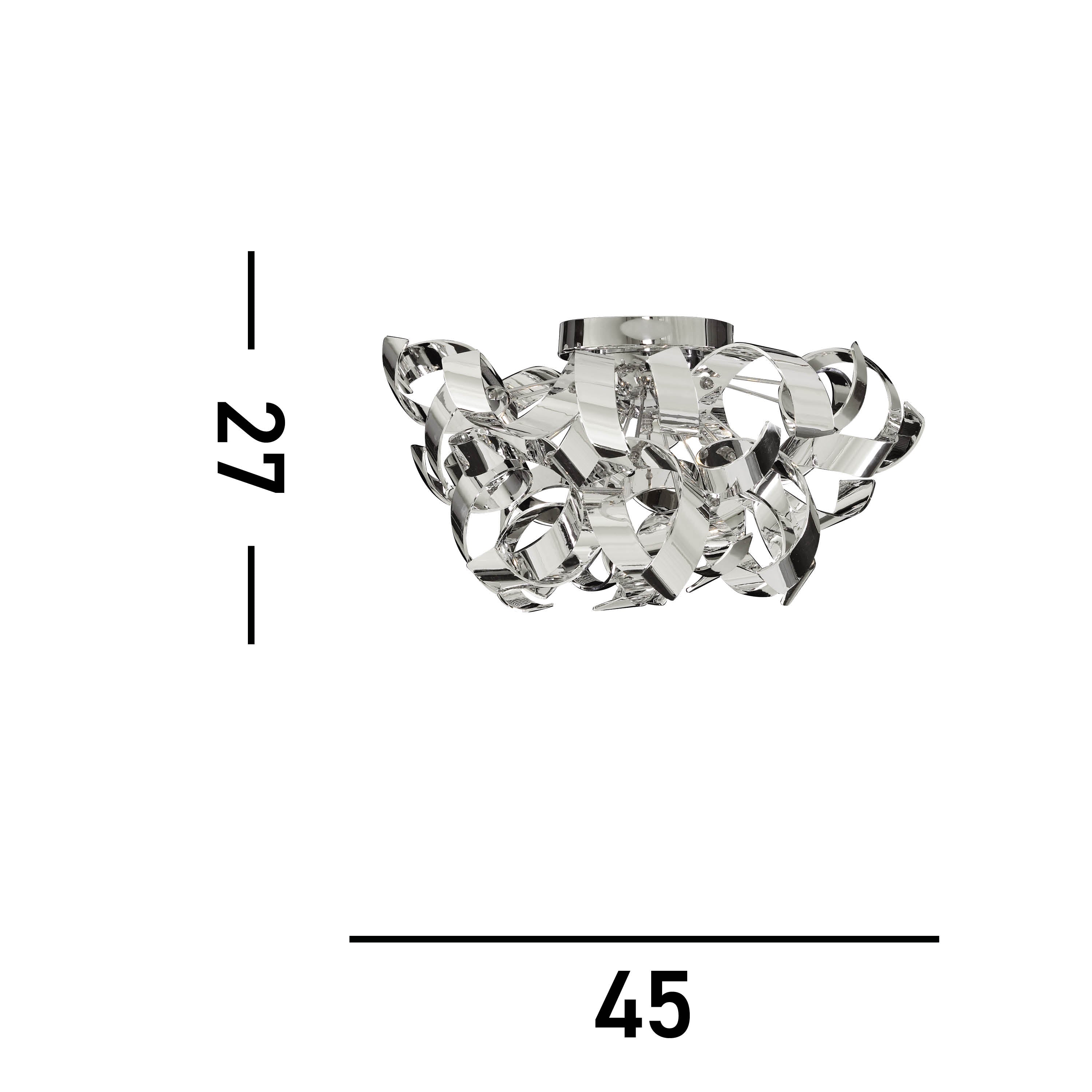 Searchlight Chancel Chrome Semi-Flush/Acrylic 3 Light Metal Fitting