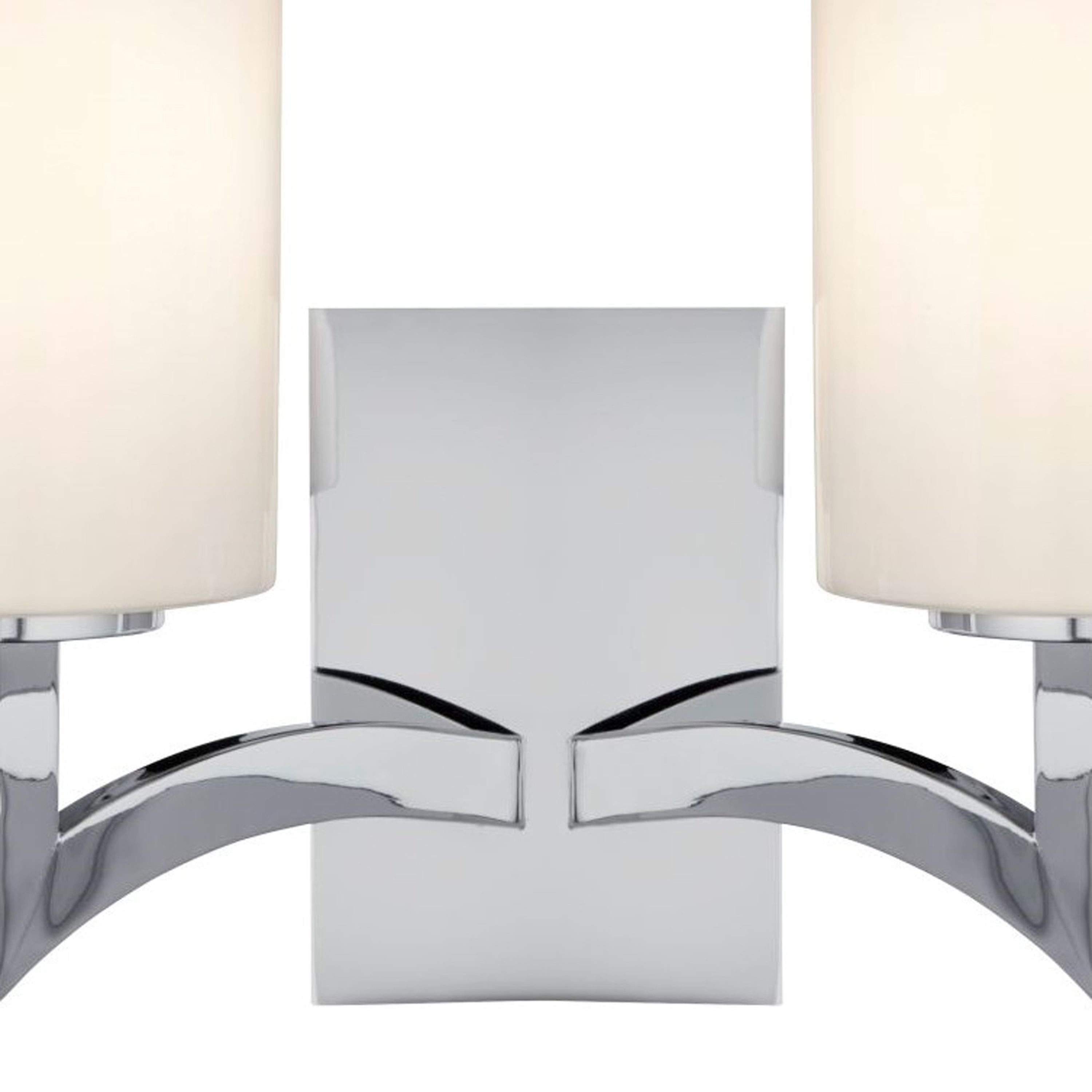 Searchlight Gascoyne - 2 Light Wall Bracket, Chrome, White Glass Shades