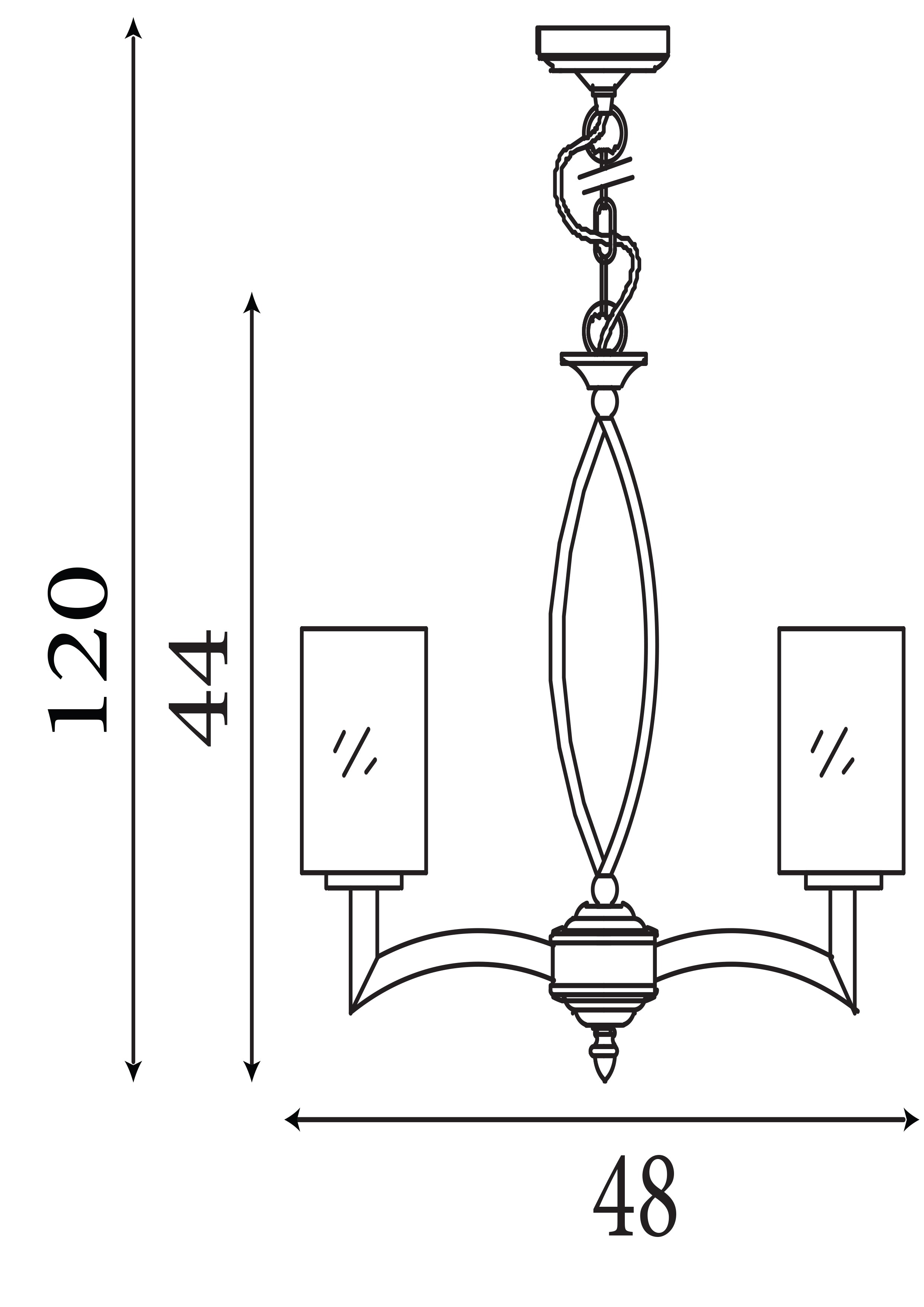 Searchlight Gascoyne - 5 Light Ceiling, Chrome, White Glass Shades