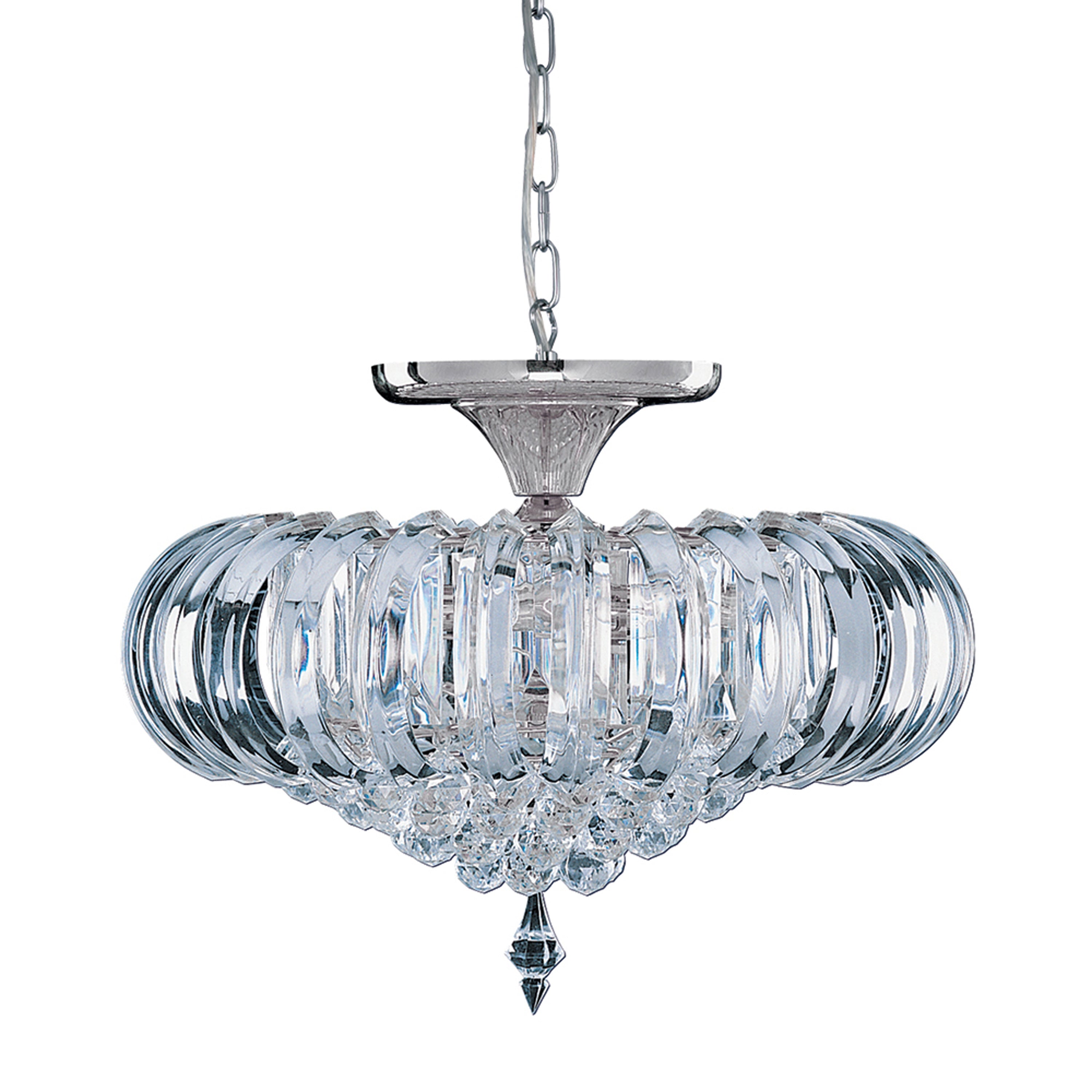 Searchlight Sidney Chrome 5 Light Semi-Flush With Clear Acrylic Prisms & Balls
